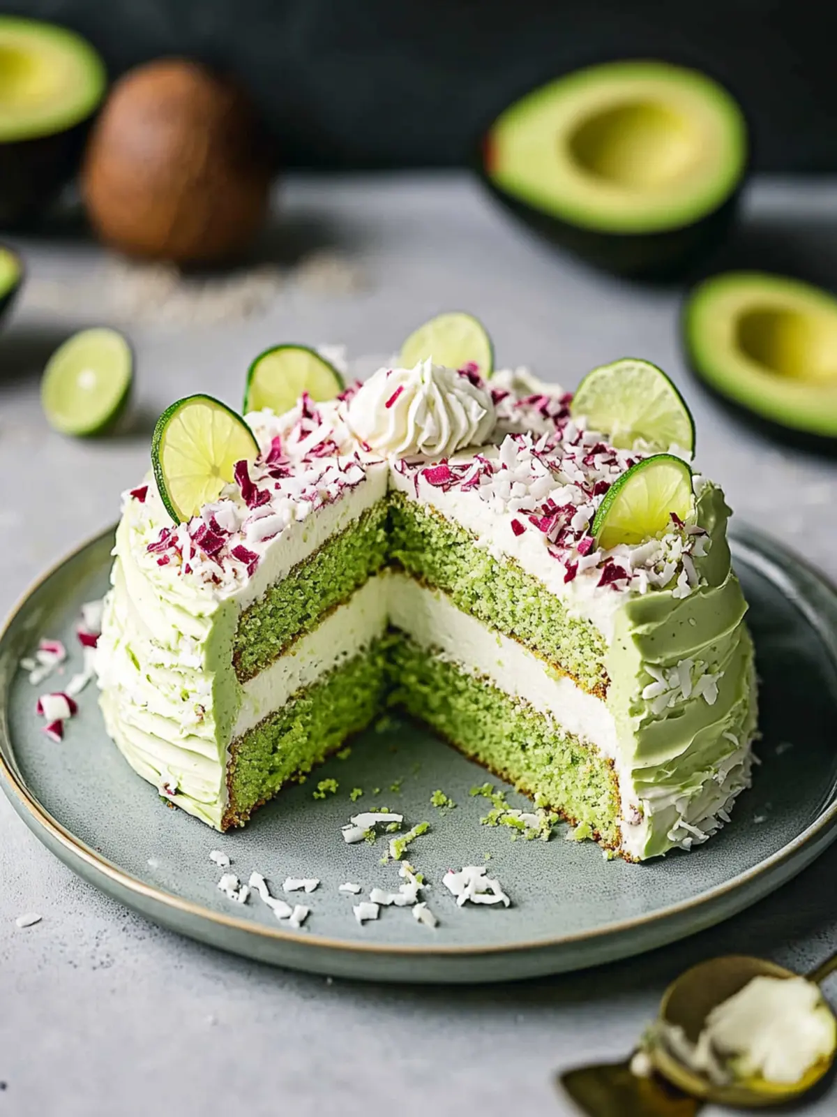 Vegan Avocado Lime Coconut Cake