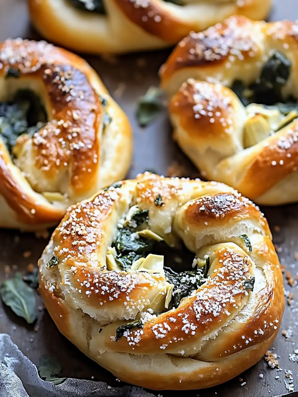 Spinach and Artichoke Stuffed Soft Pretzels