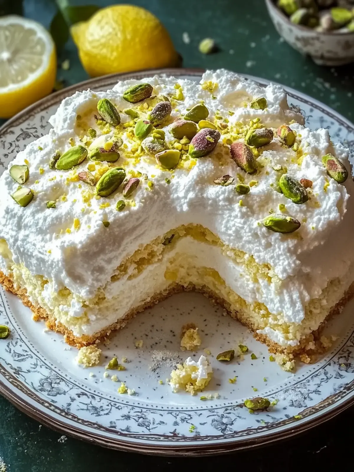 Lemon Pistachio Ricotta Cloud Cake