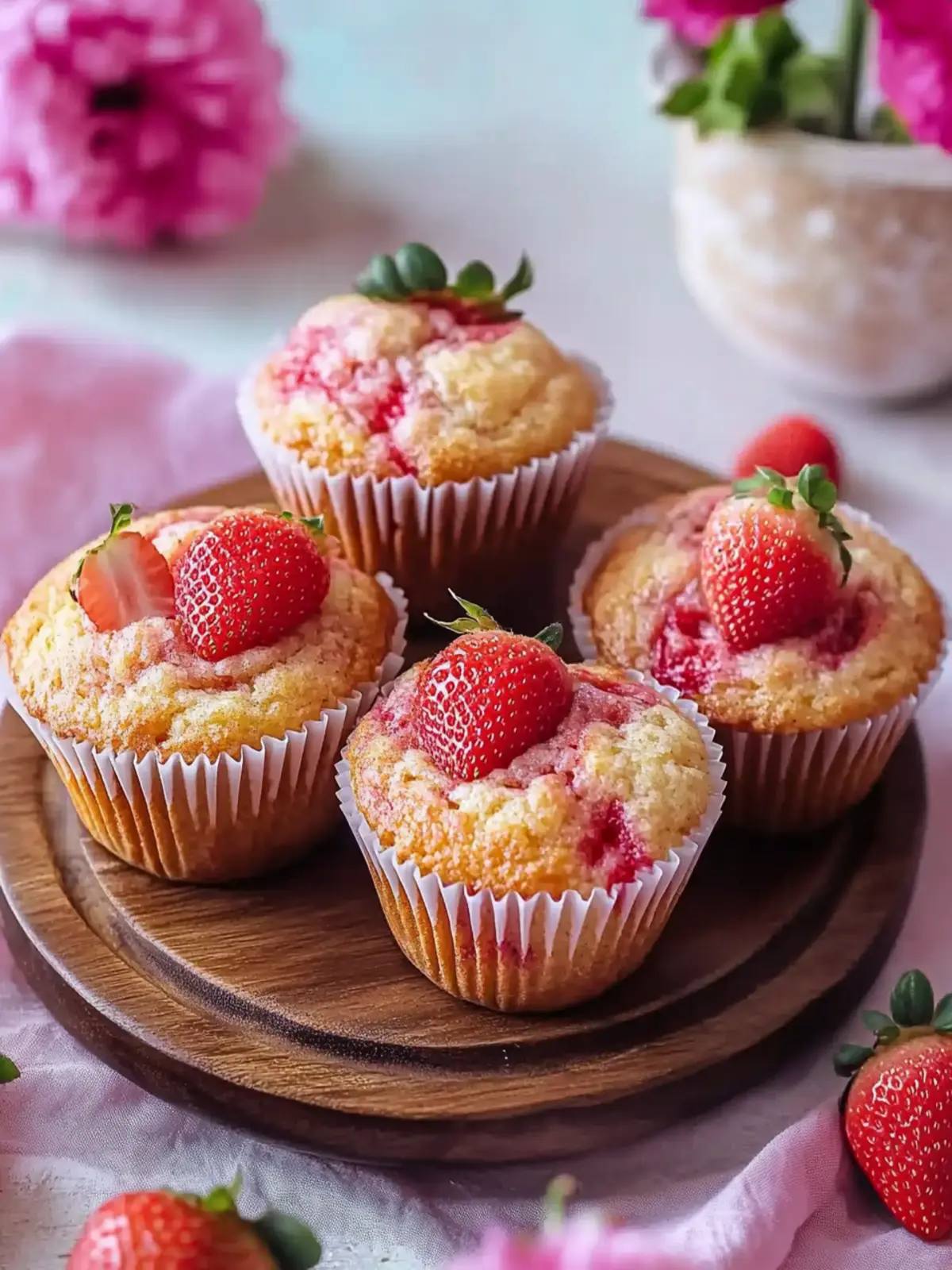 Soft Strawberry Blended Muffins