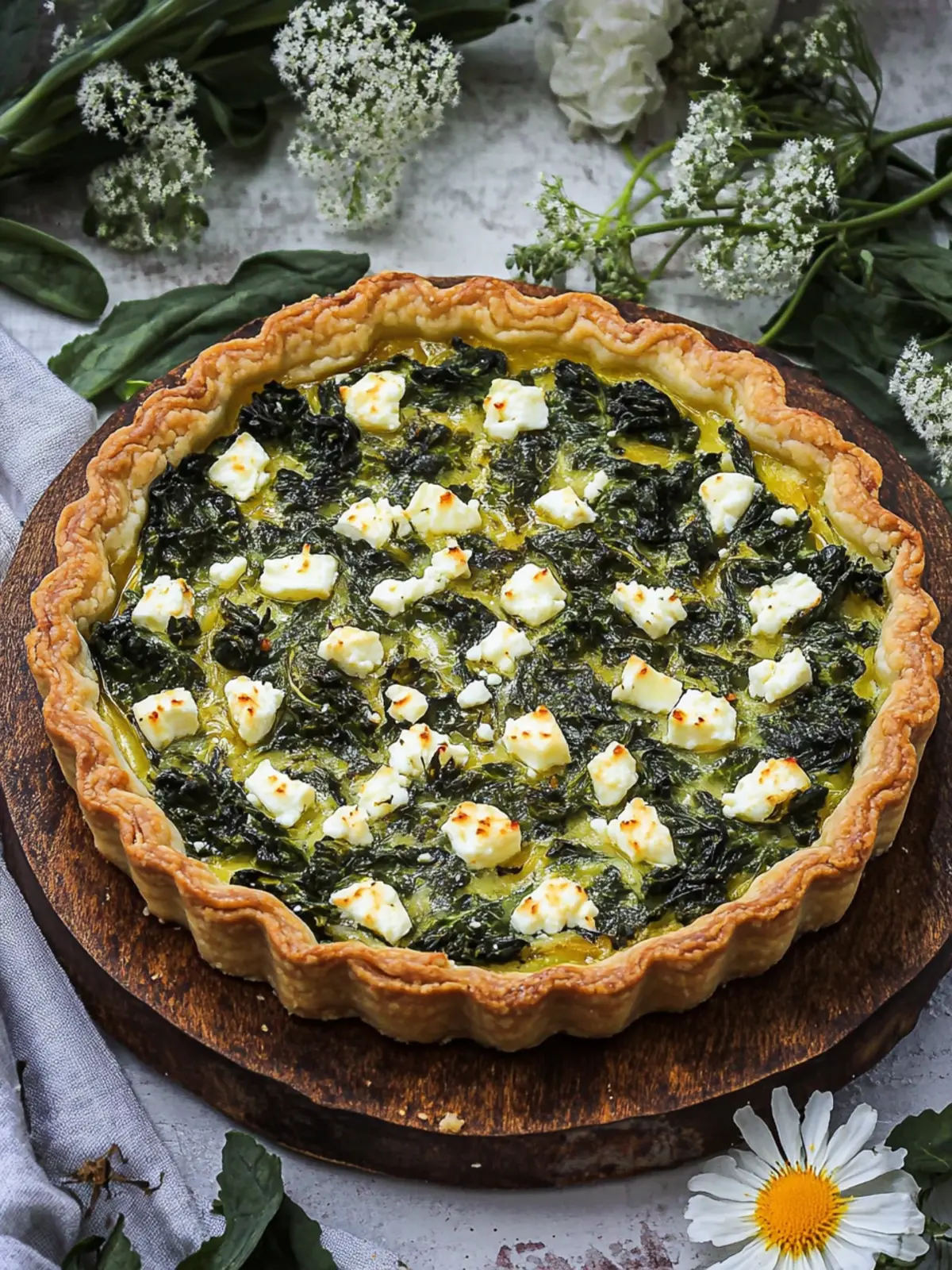 Dandelion Greens and Feta Tart