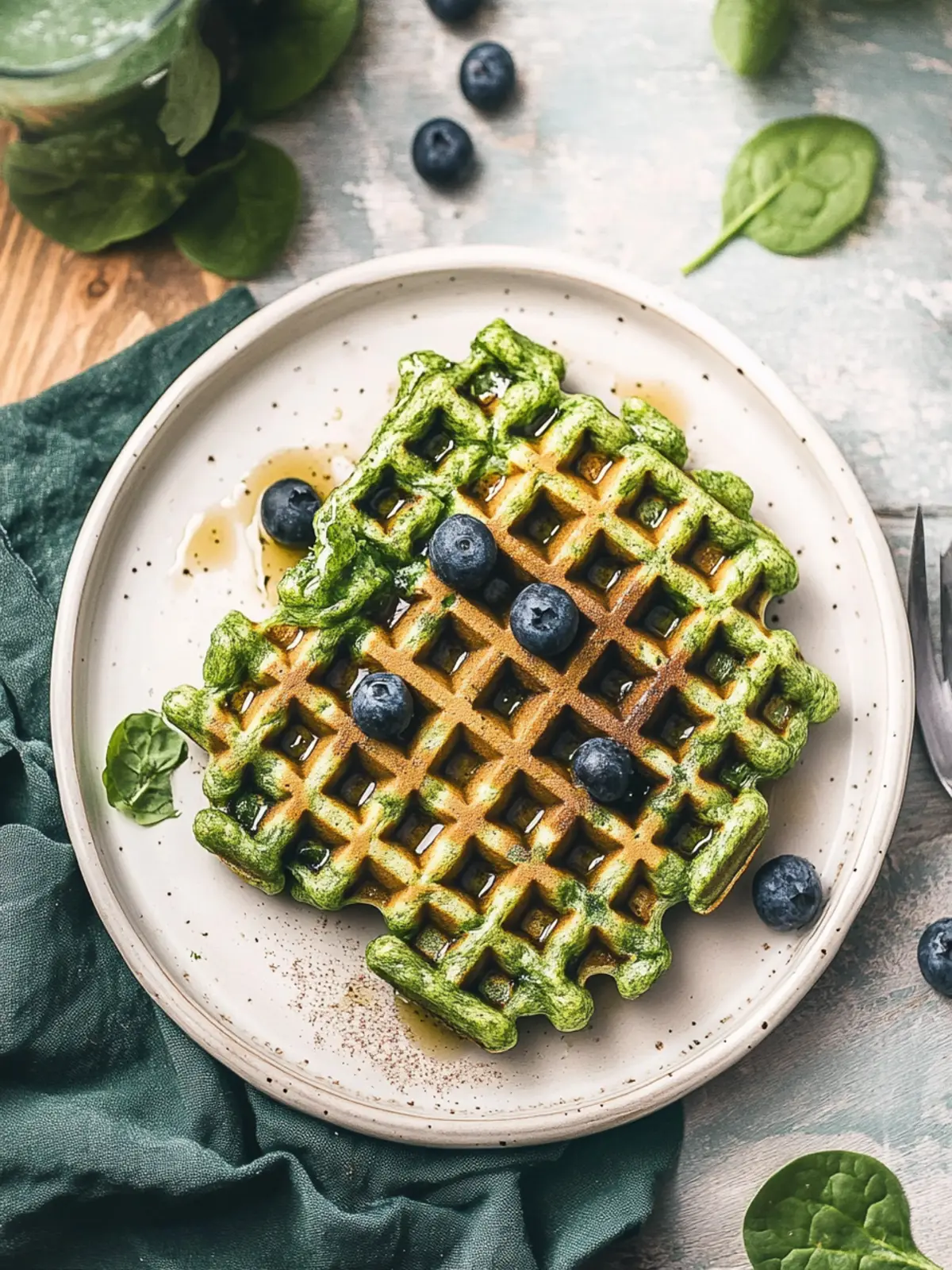 Green Waffles with Spinach