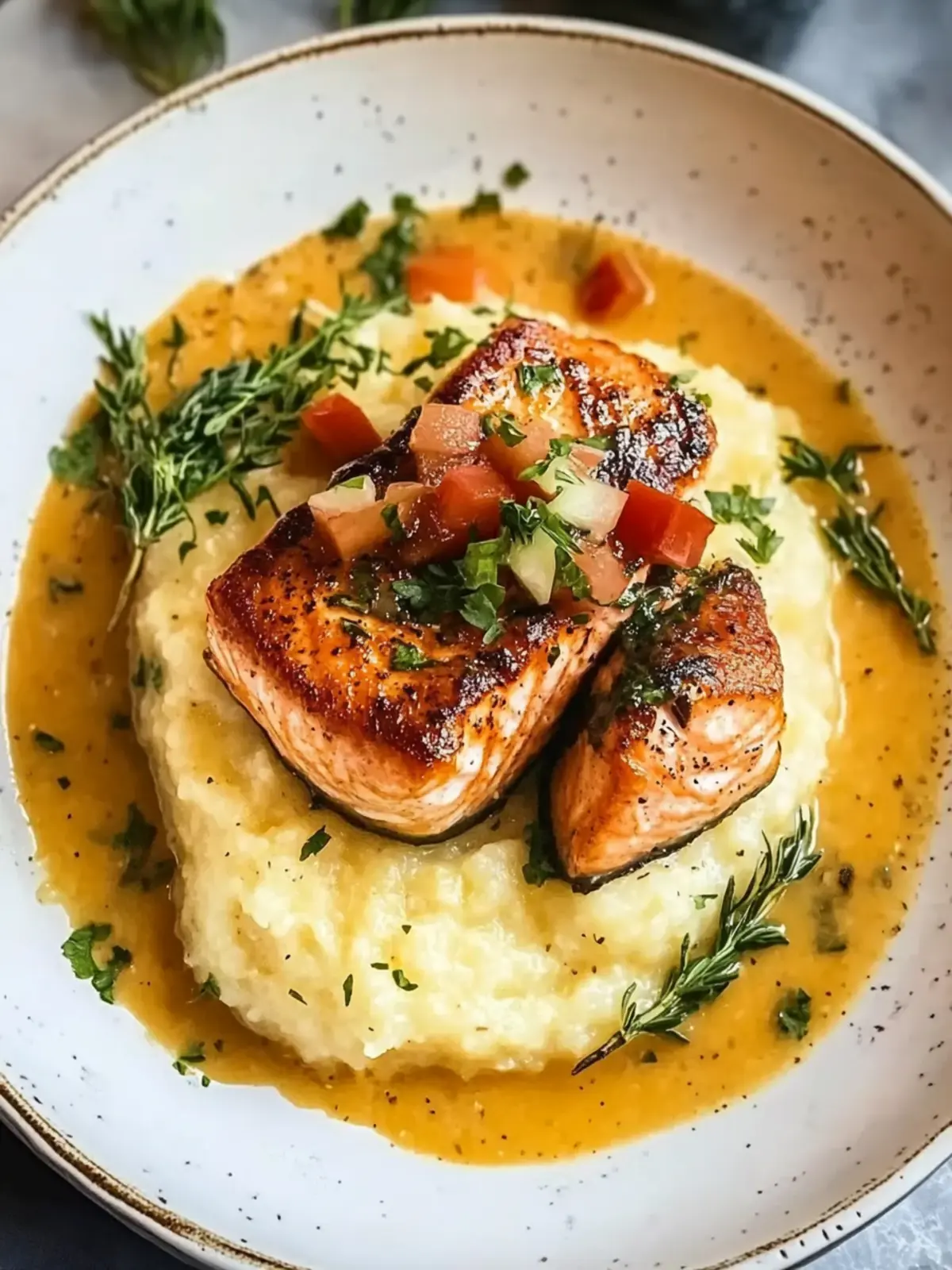 Creole Salmon and Grits