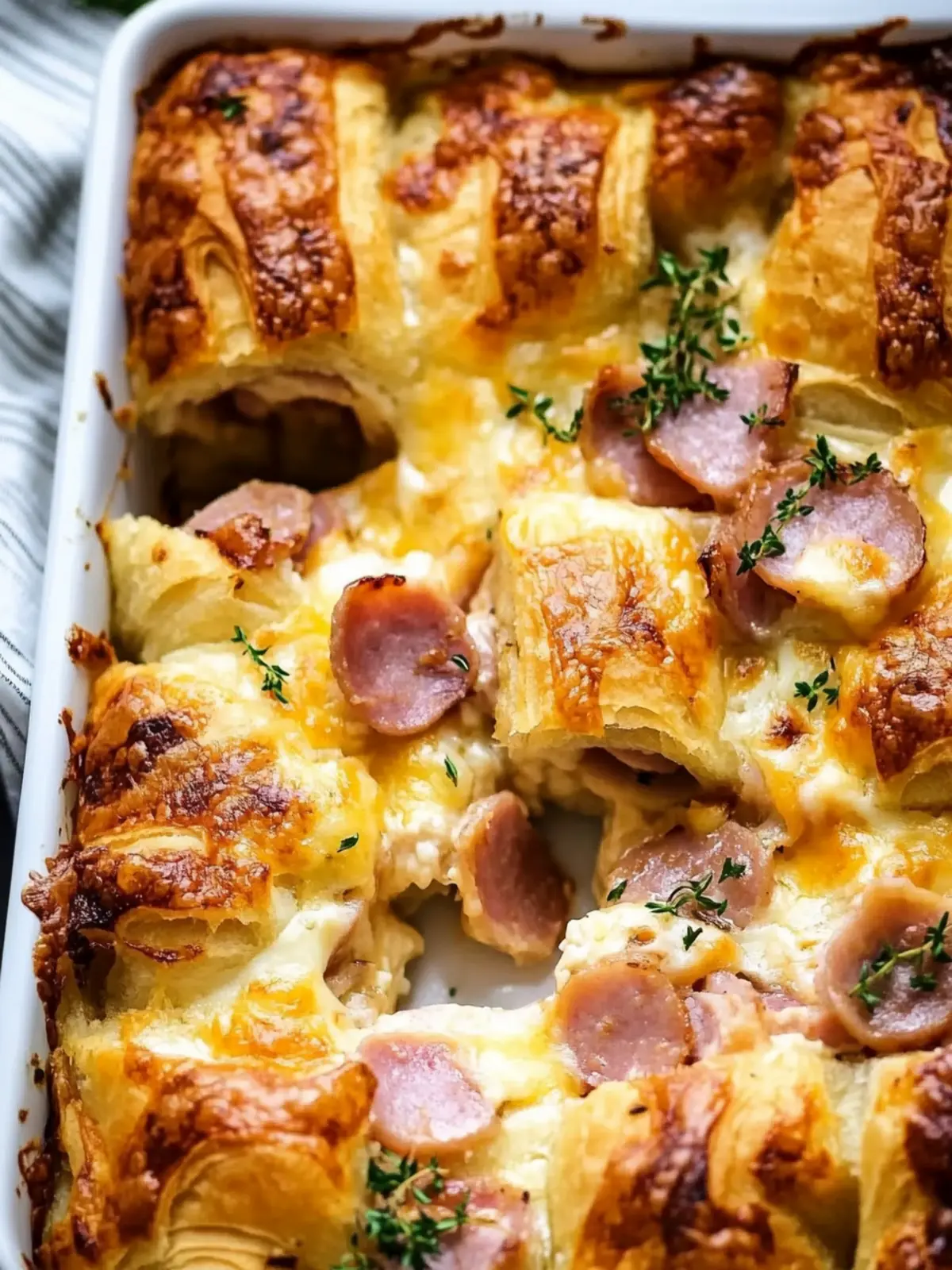 Ham and Cheese Croissant Casserole