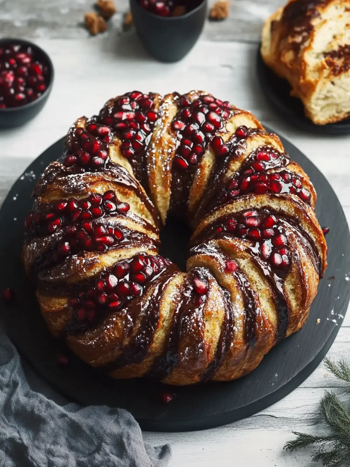 Chocolate Babka with Pomegranate