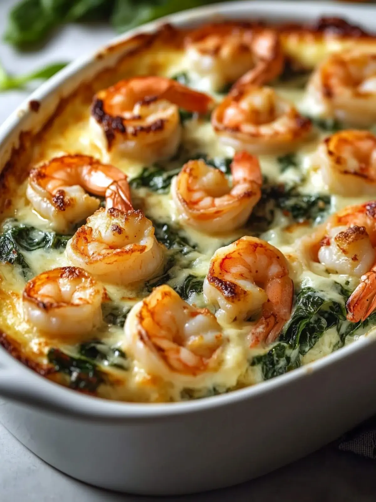 Oven-Baked Shrimp and Spinach Gratin