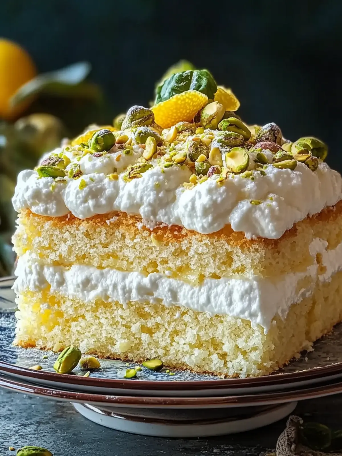 Lemon Pistachio Ricotta Cloud Cake