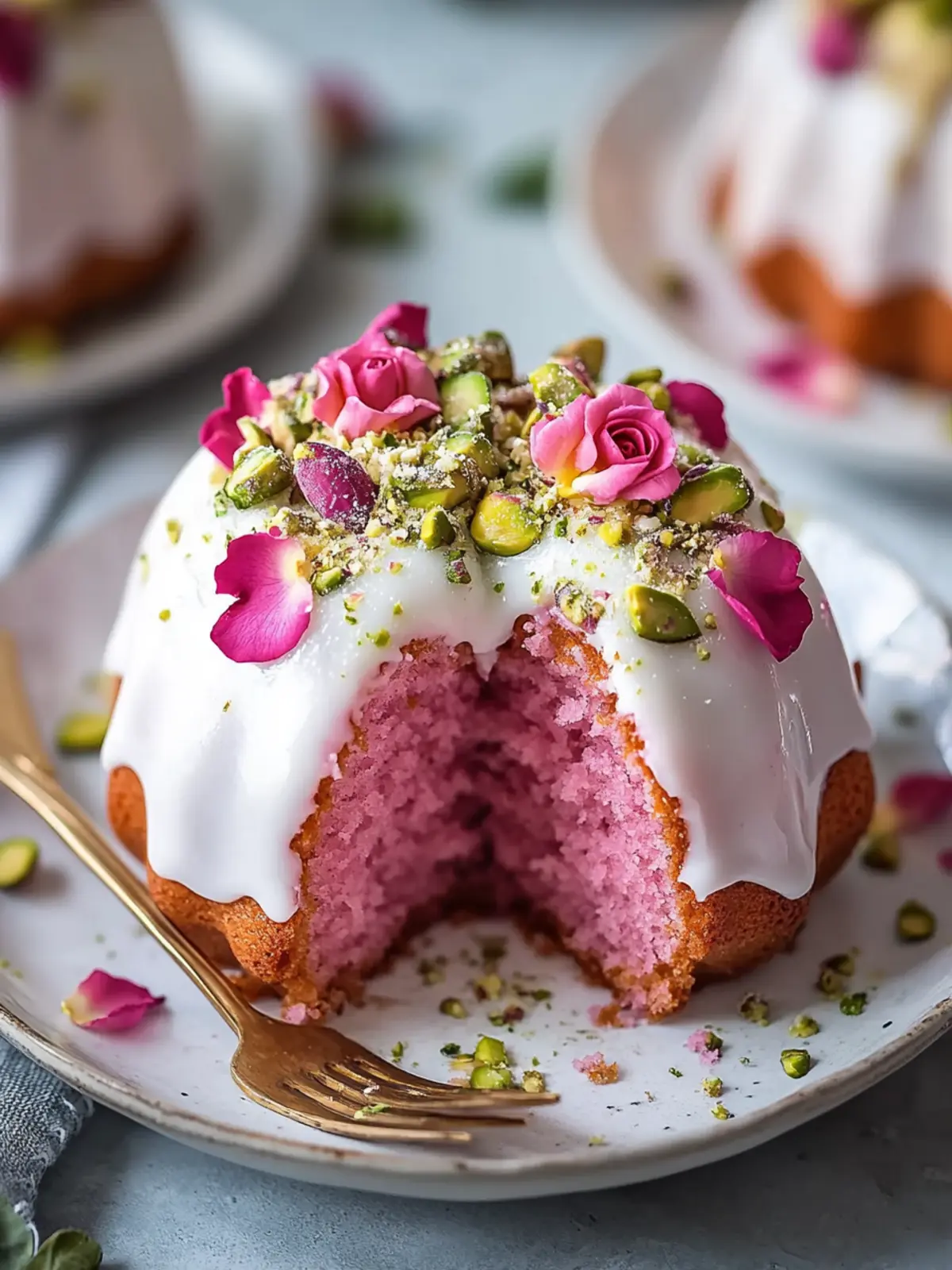 Persian Rose & Pistachio Mini Bundt Cakes