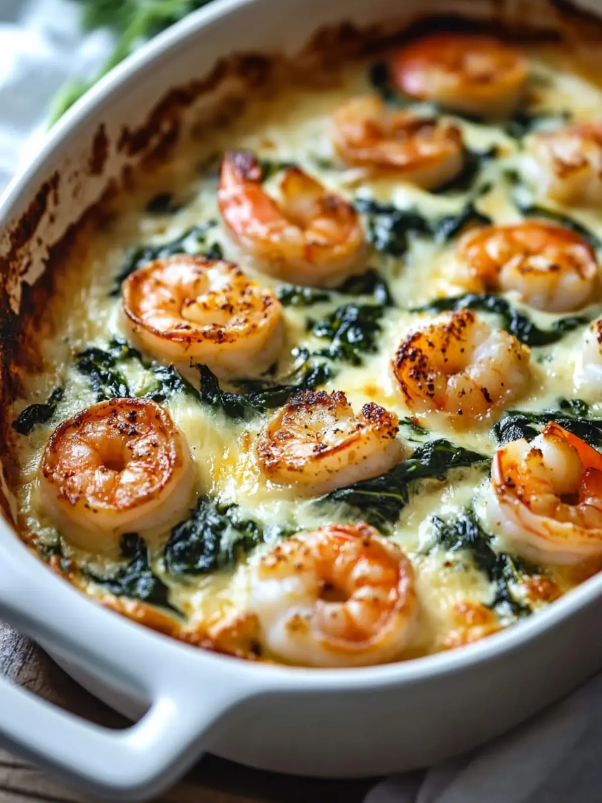 Oven-Baked Shrimp and Spinach Gratin