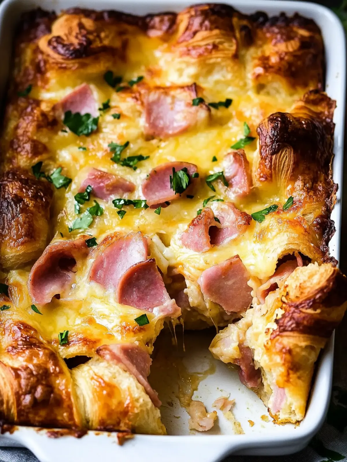Ham and Cheese Croissant Casserole