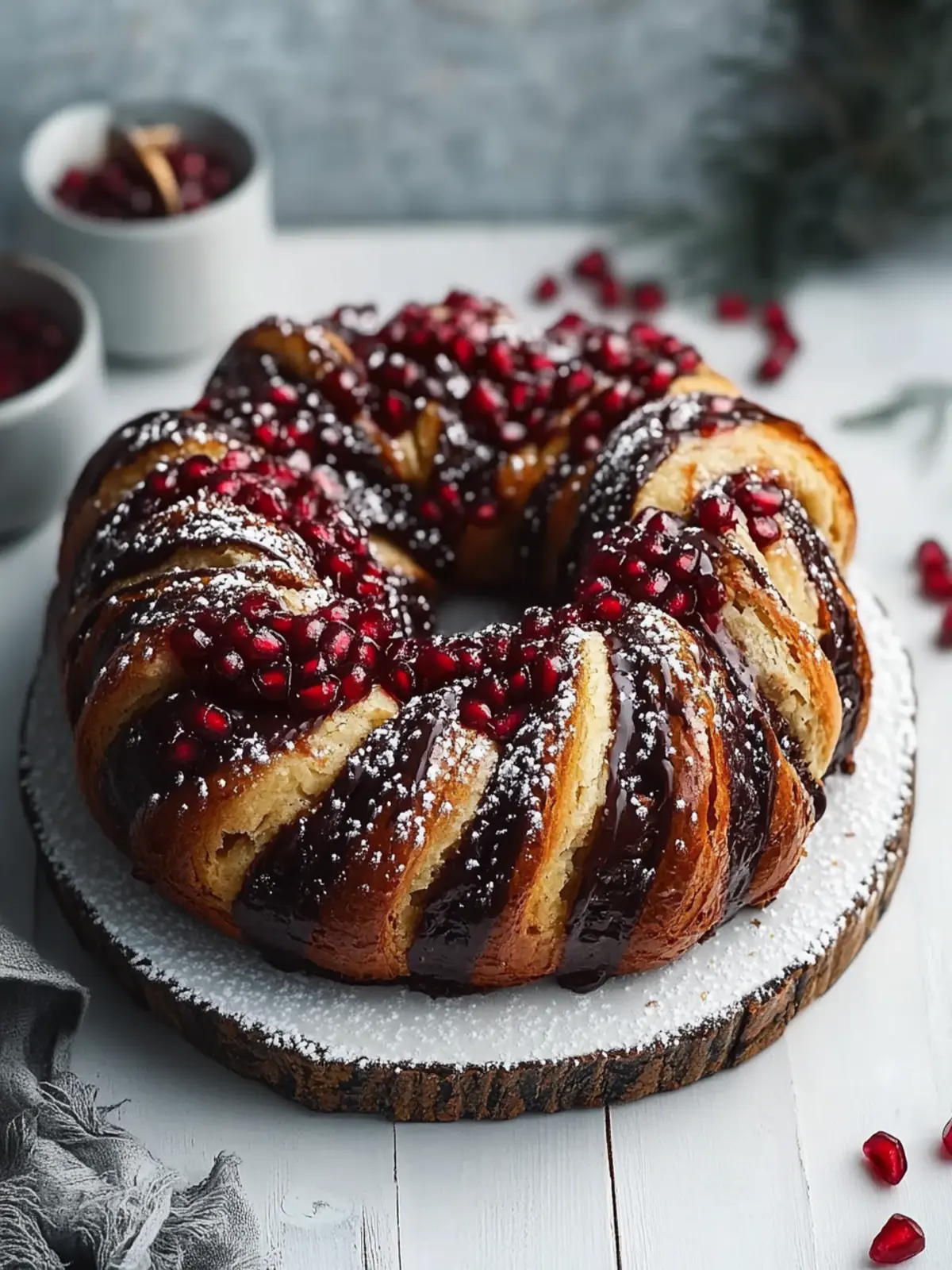 Chocolate Babka with Pomegranate