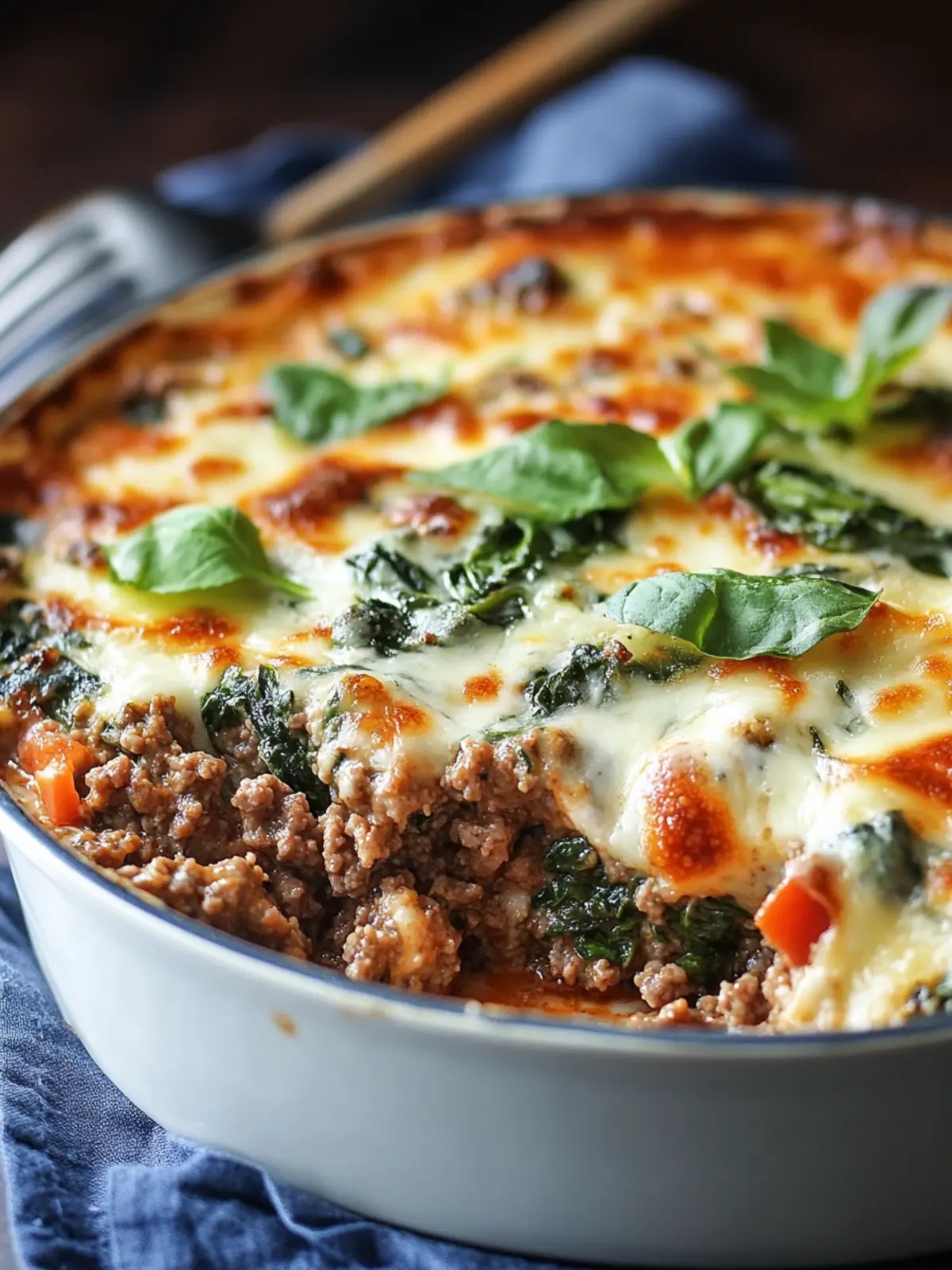 Ground Beef & Spinach Casserole