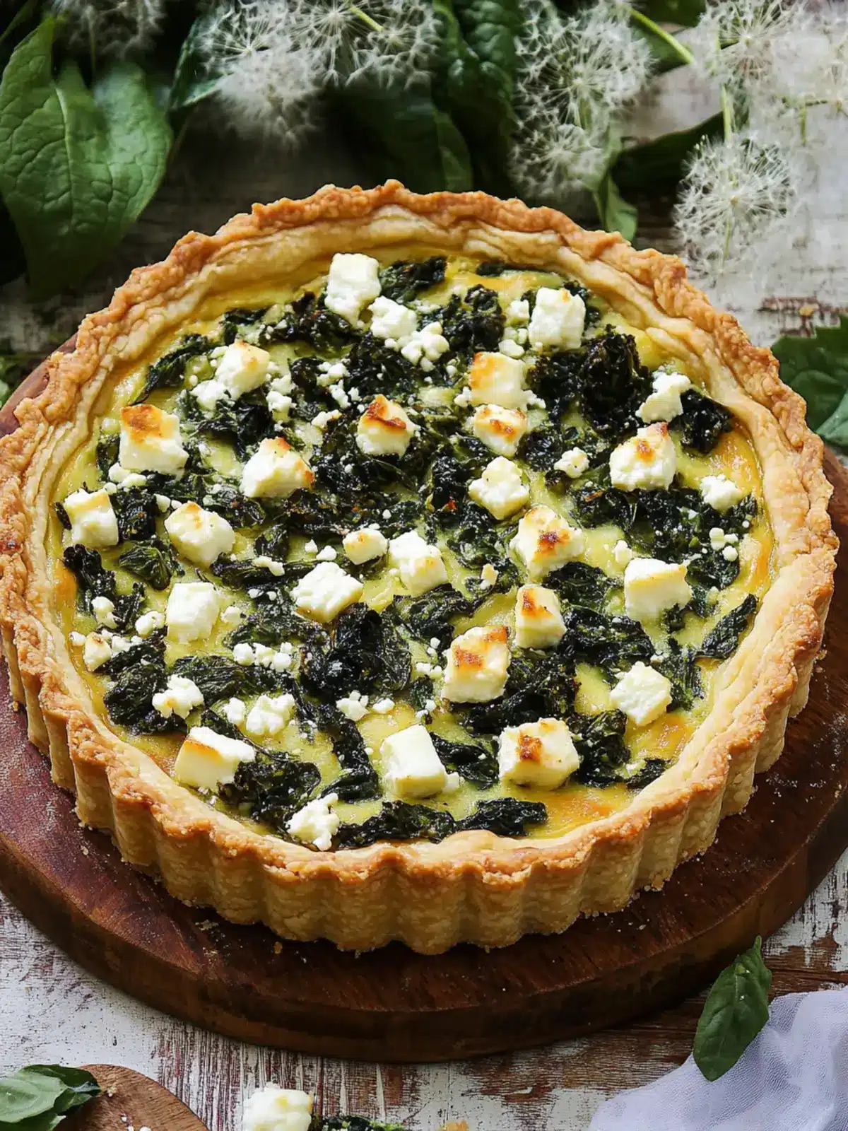 Dandelion Greens and Feta Tart