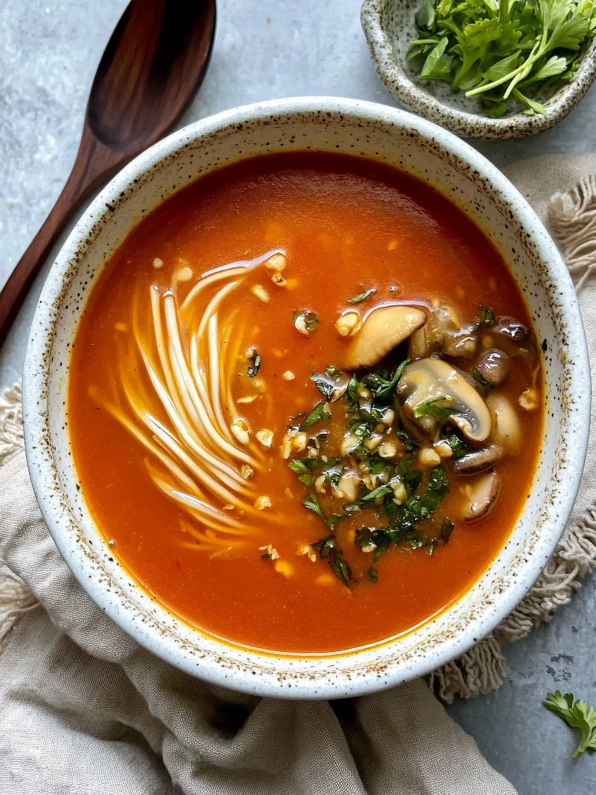 Tomato Enoki Mushroom Soup