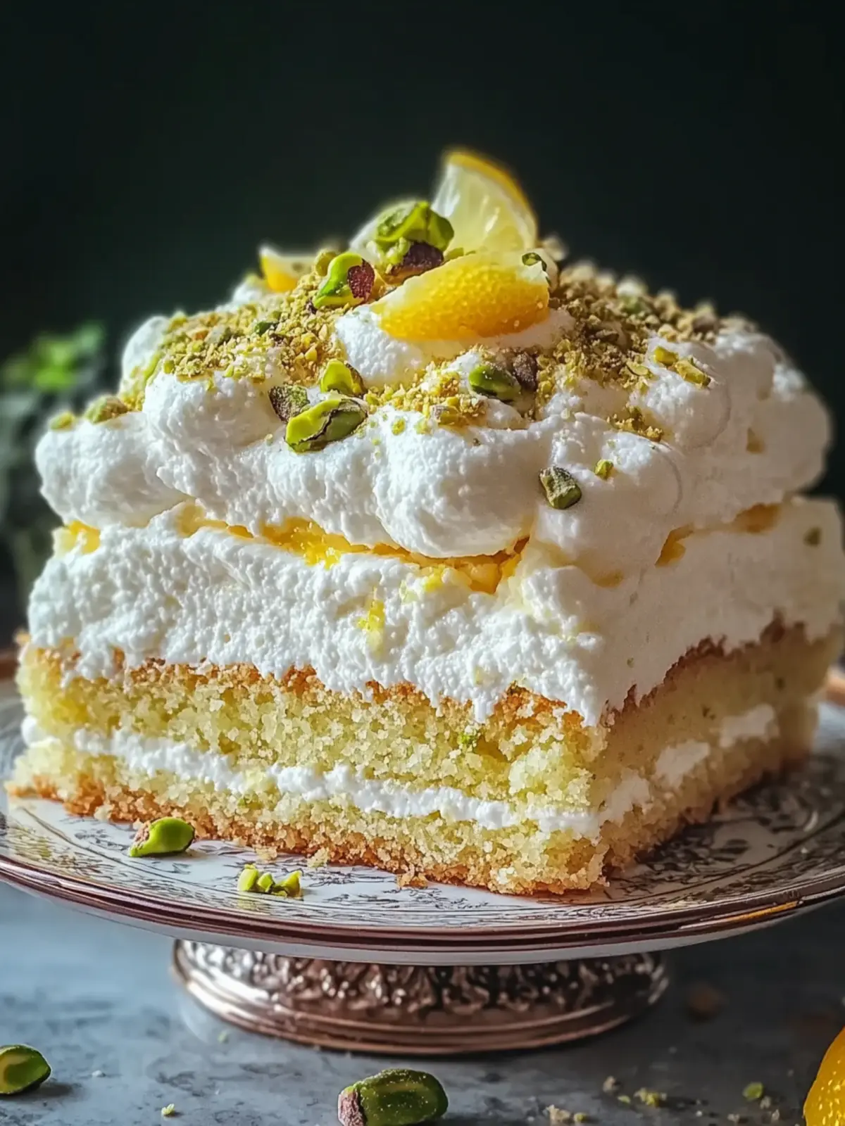 Lemon Pistachio Ricotta Cloud Cake