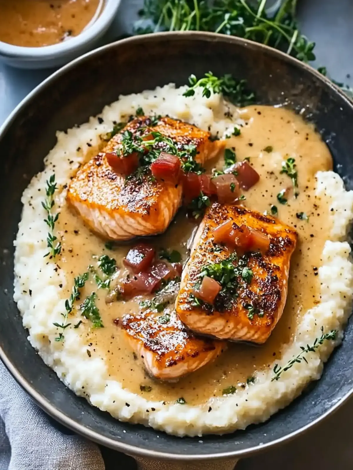 Creole Salmon and Grits