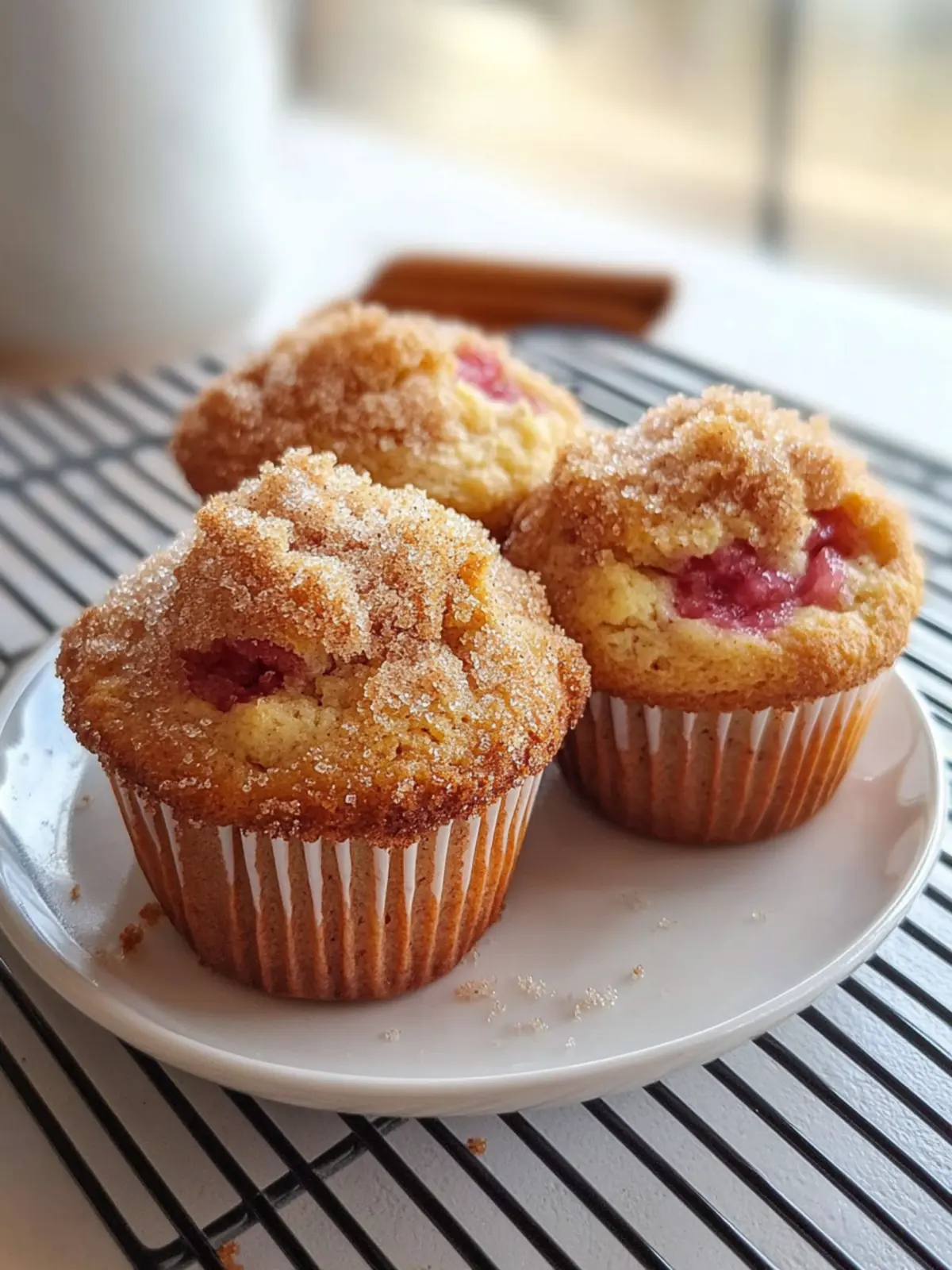 Rhubarb Muffins with Cinnamon Sugar Topping