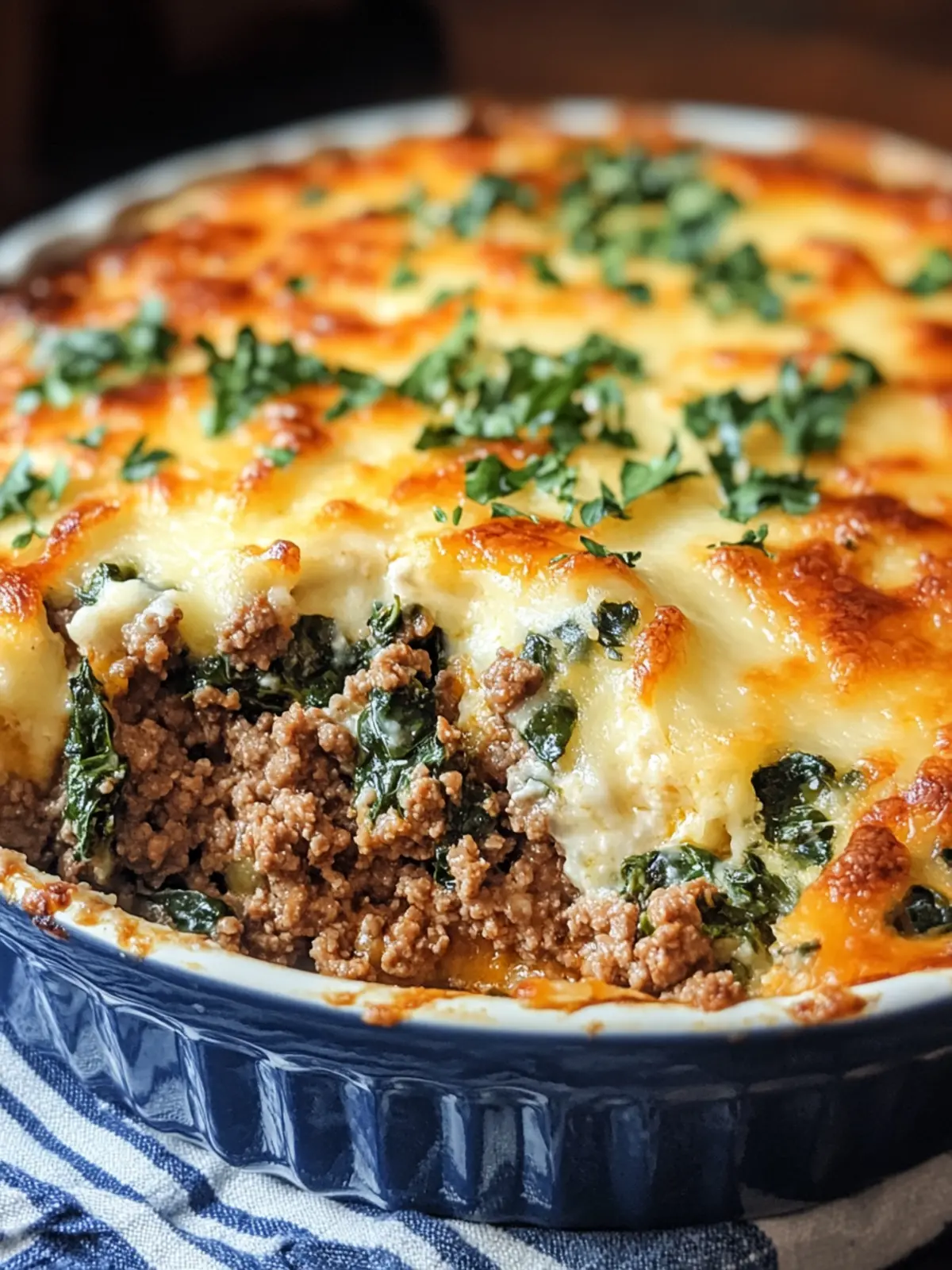 Ground Beef & Spinach Casserole