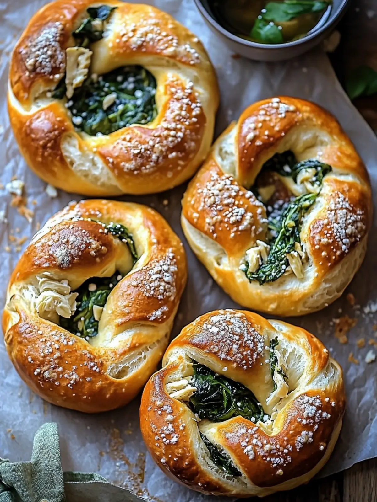 Spinach and Artichoke Stuffed Soft Pretzels