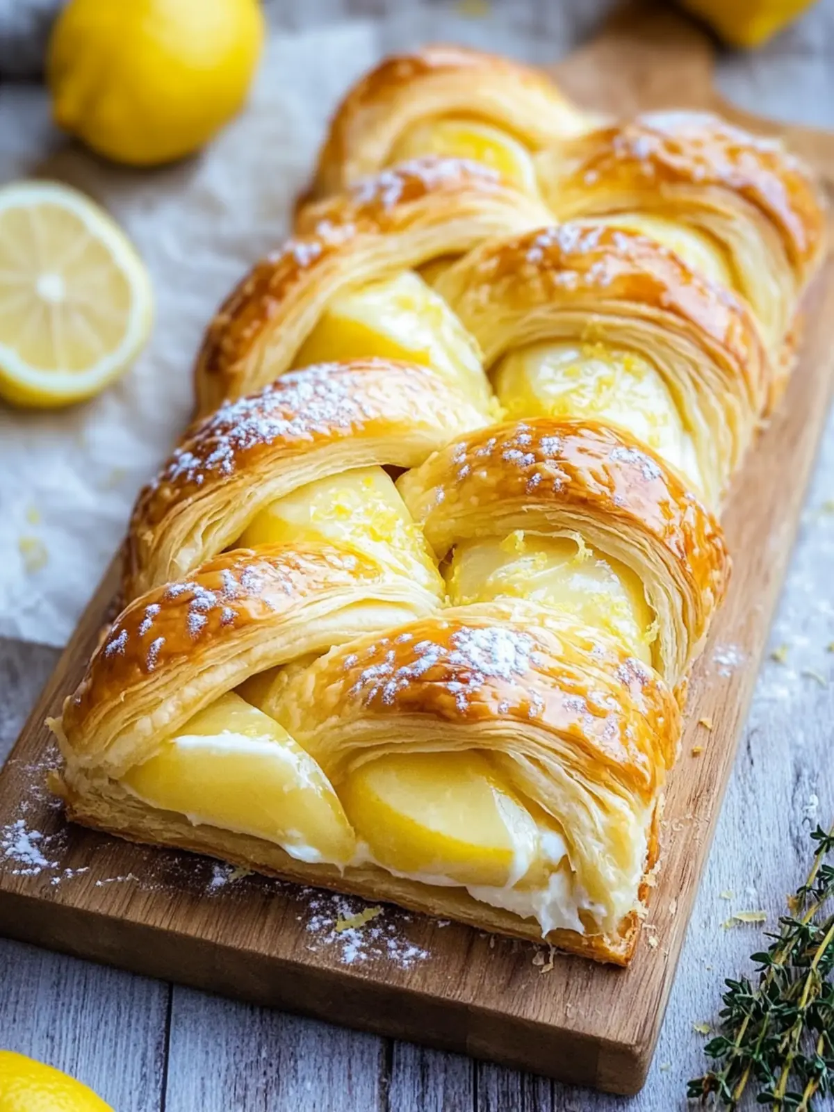 Lemon Cream Cheese Puff Pastry Braid