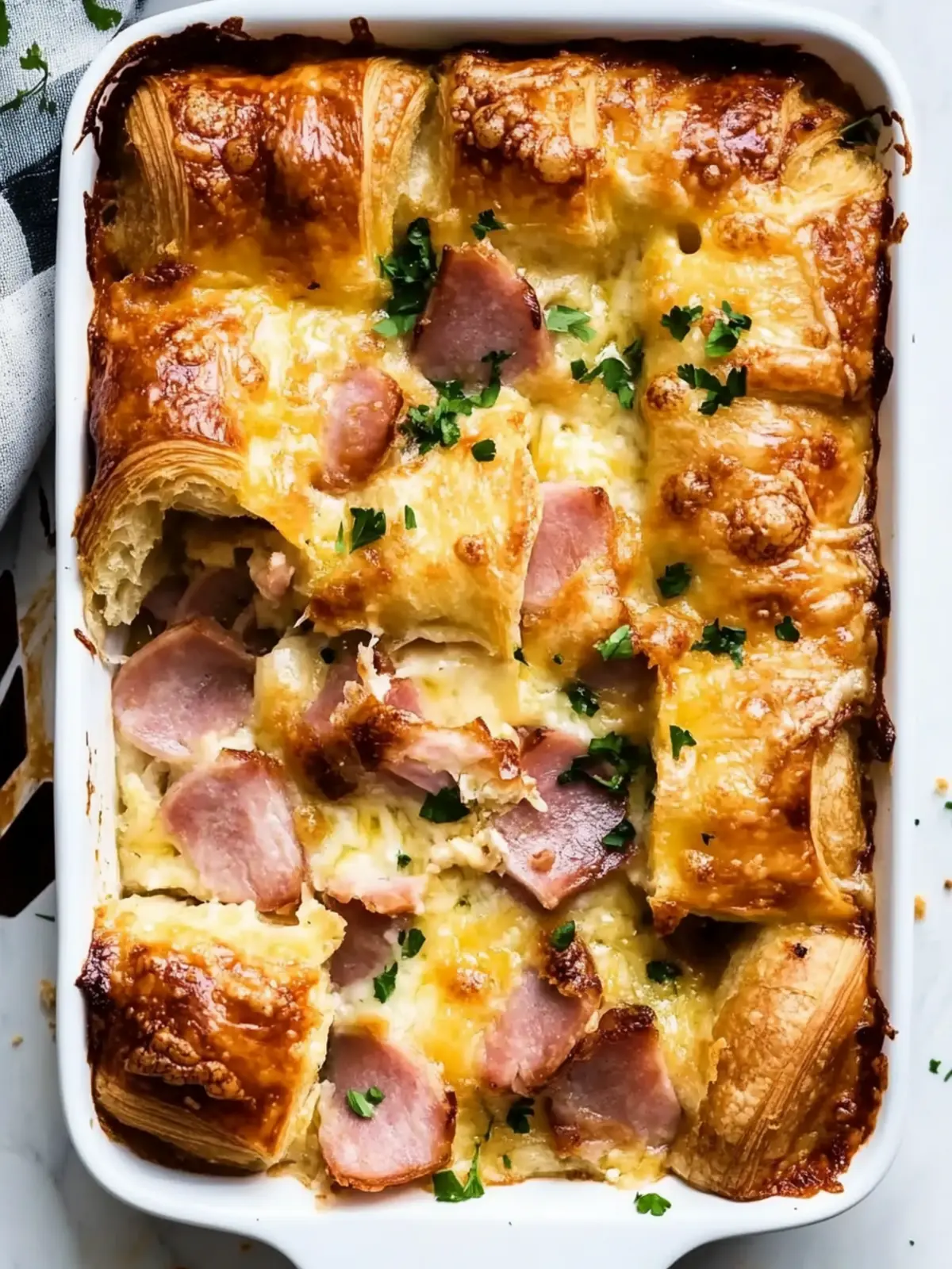 Ham and Cheese Croissant Casserole