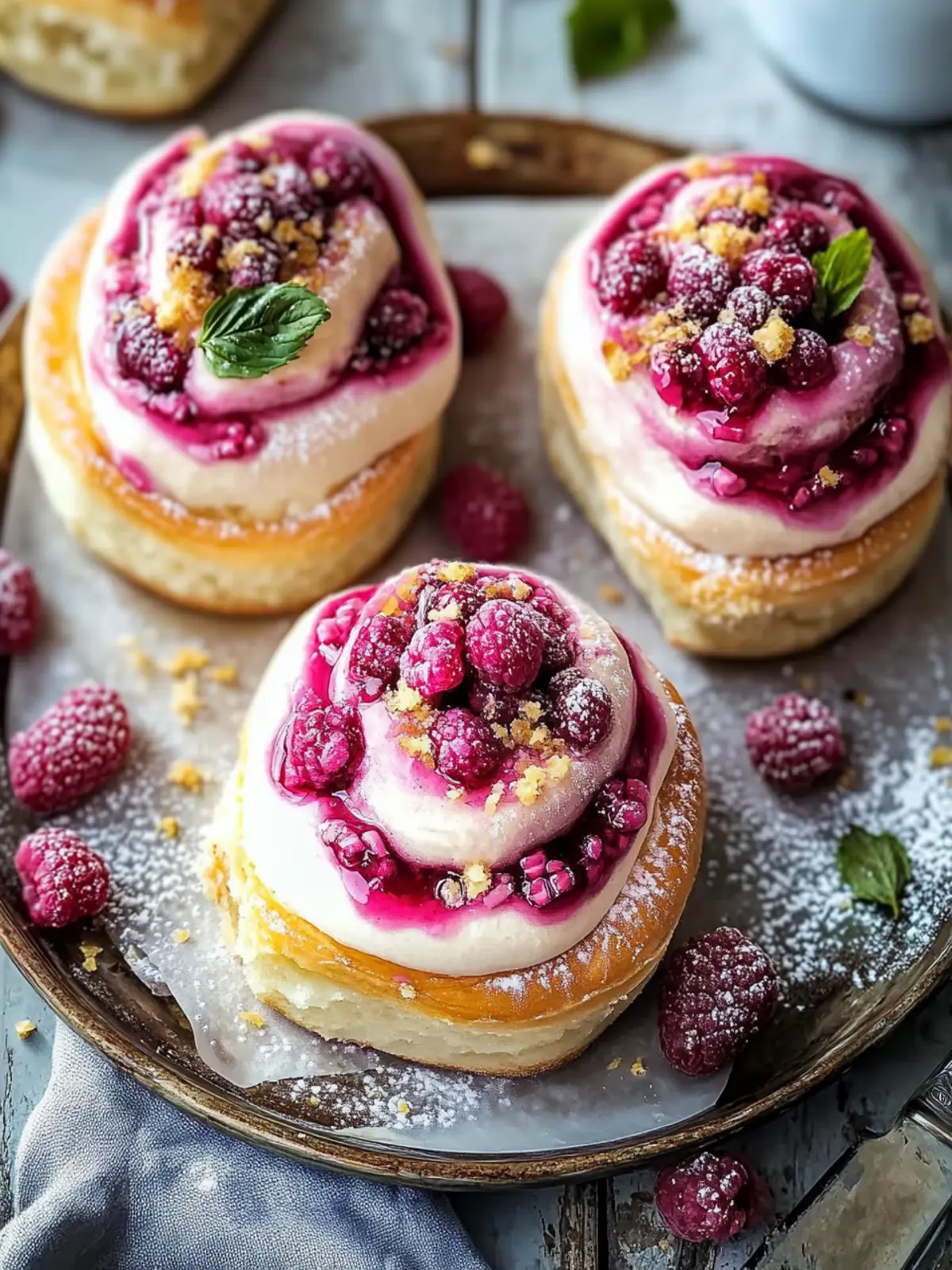 Raspberry and Rose Cheesecake Buns
