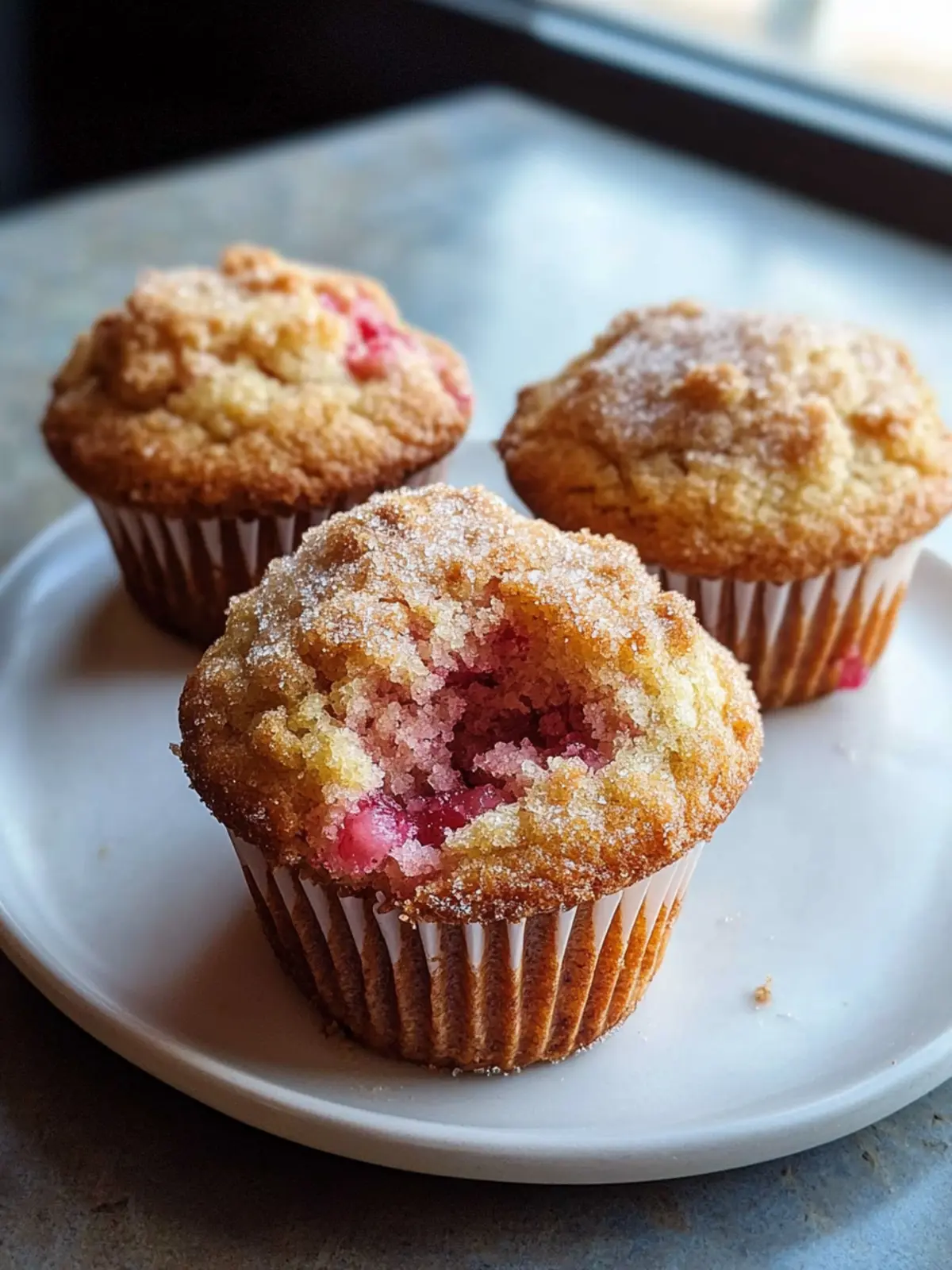 Rhubarb Muffins with Cinnamon Sugar Topping