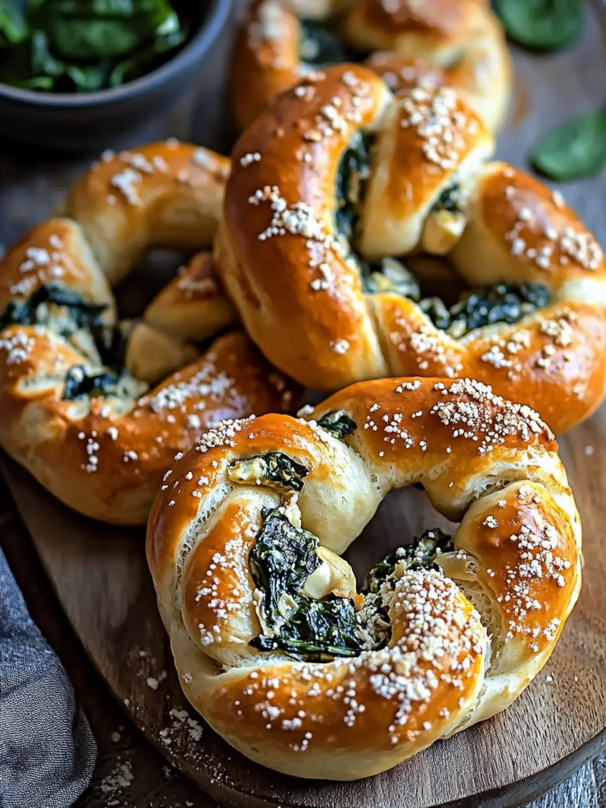 Spinach and Artichoke Stuffed Soft Pretzels