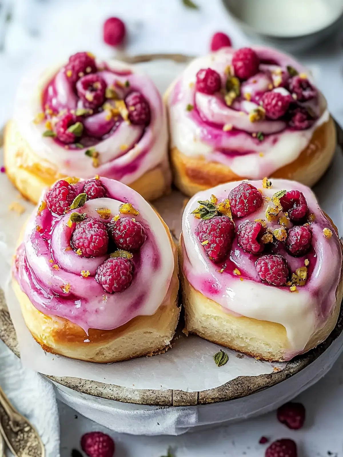 Raspberry and Rose Cheesecake Buns