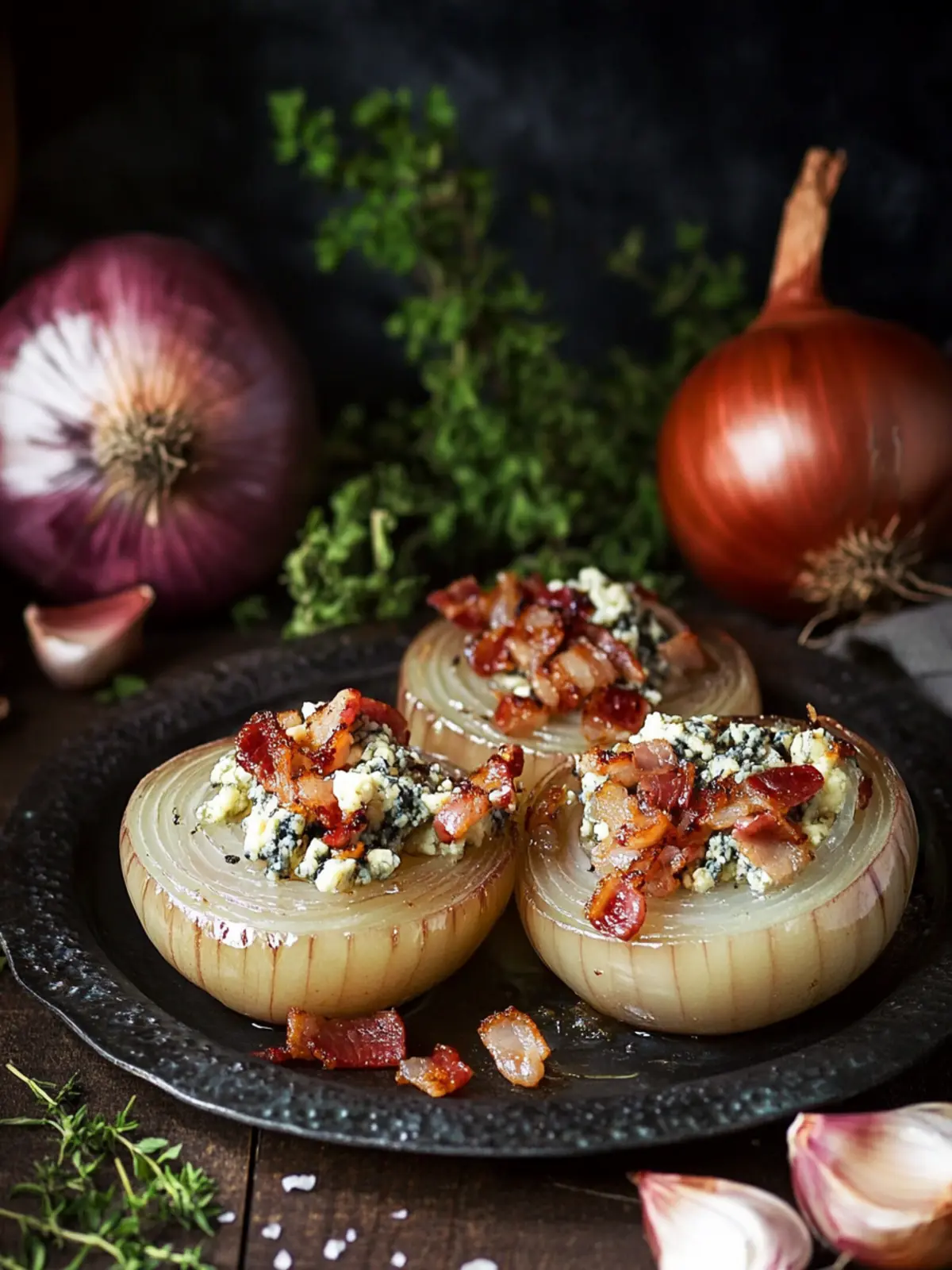 Onions with Bacon and Blue Cheese