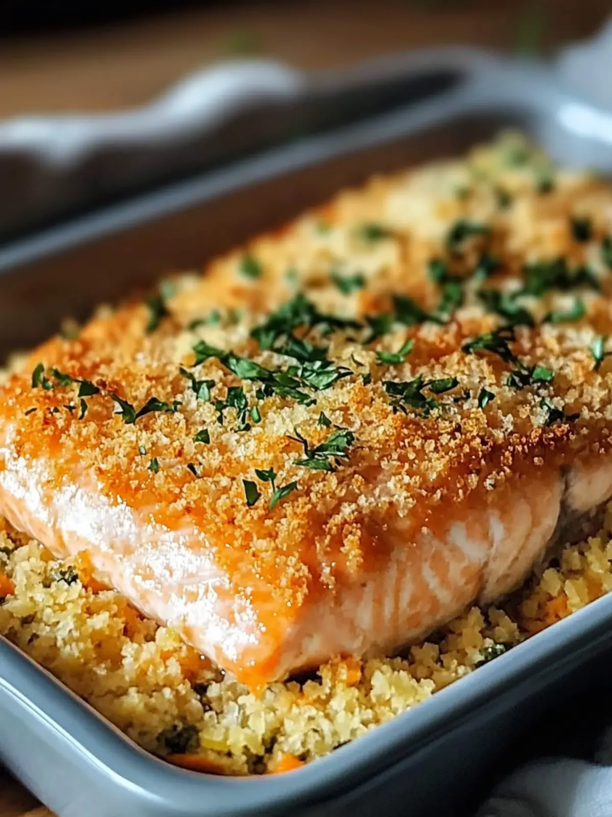 Crispy Parmesan Salmon Bake