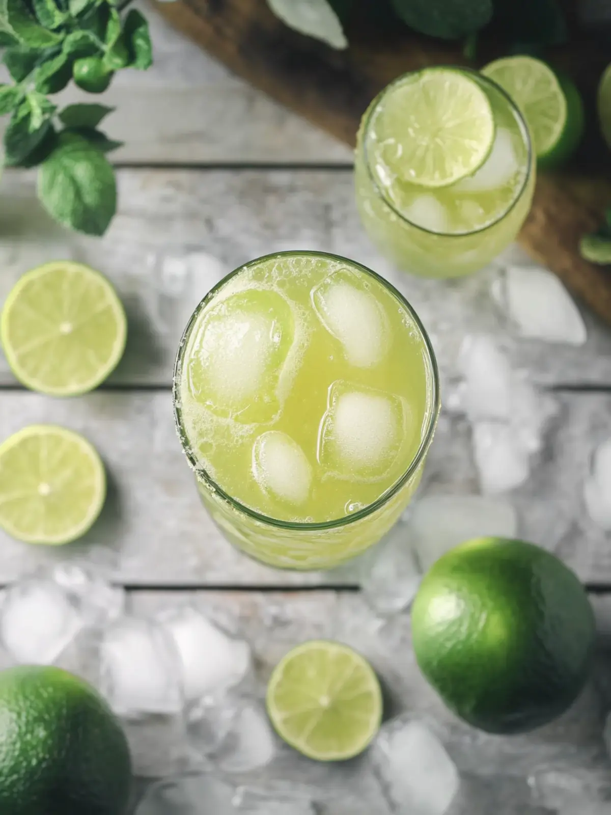 Healthy Sour Green Apple and Lime Soda