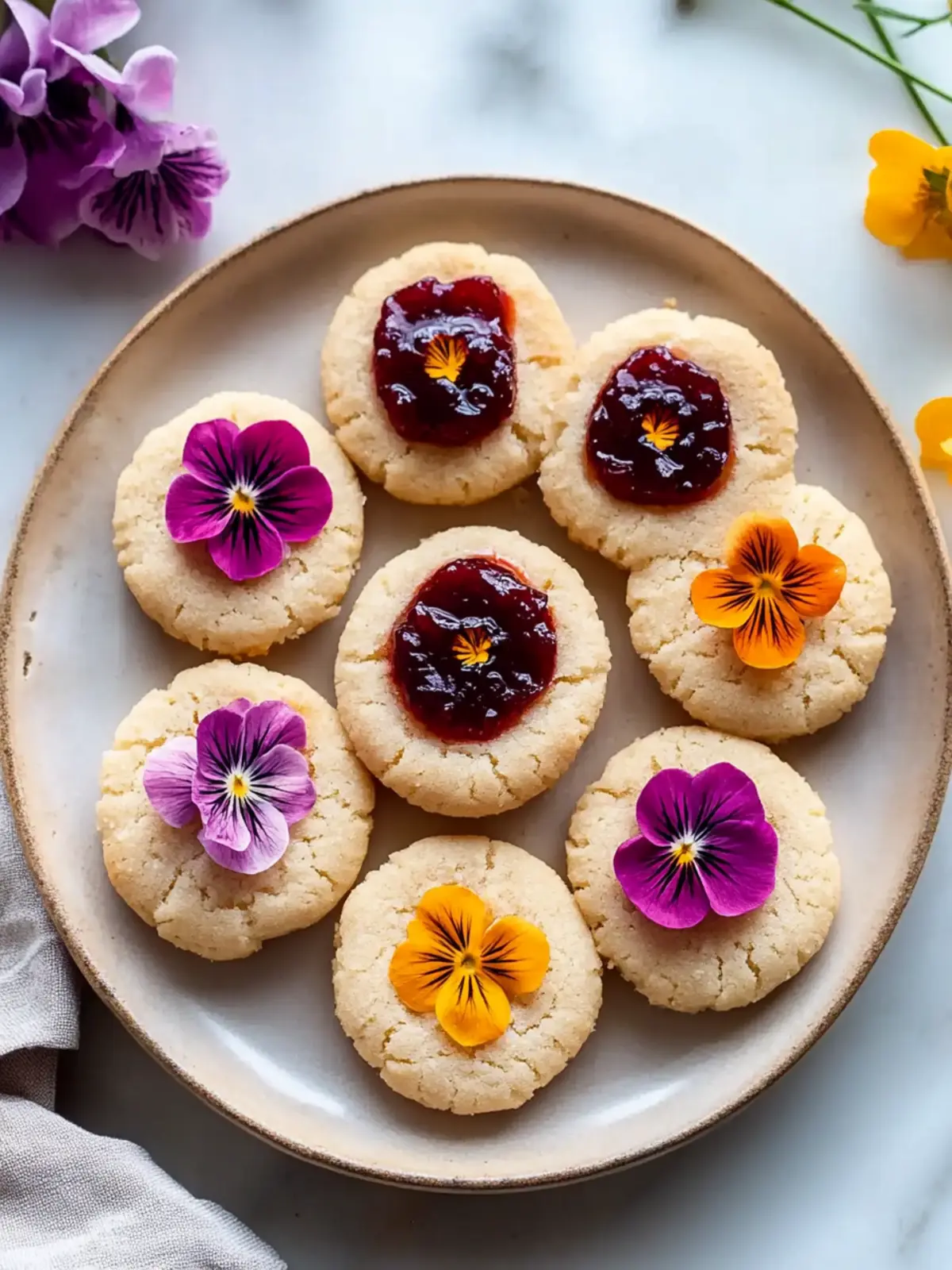 Flower Jam Thumbprint Cookies