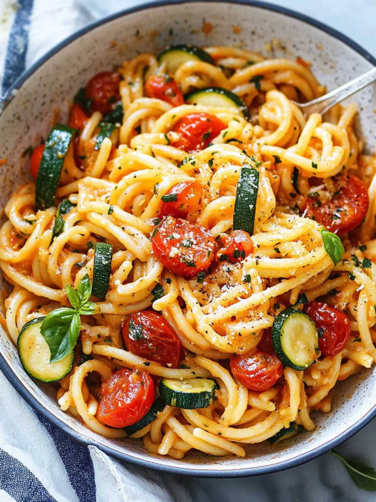 Healthy Tomato Zucchini Pasta