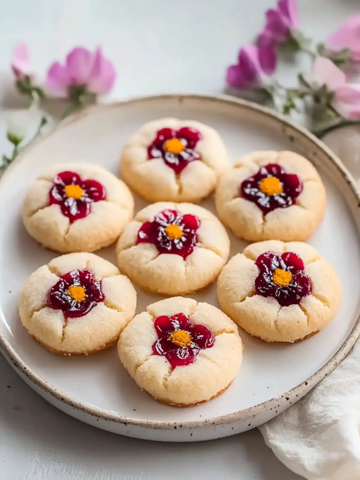 Flower Jam Thumbprint Cookies