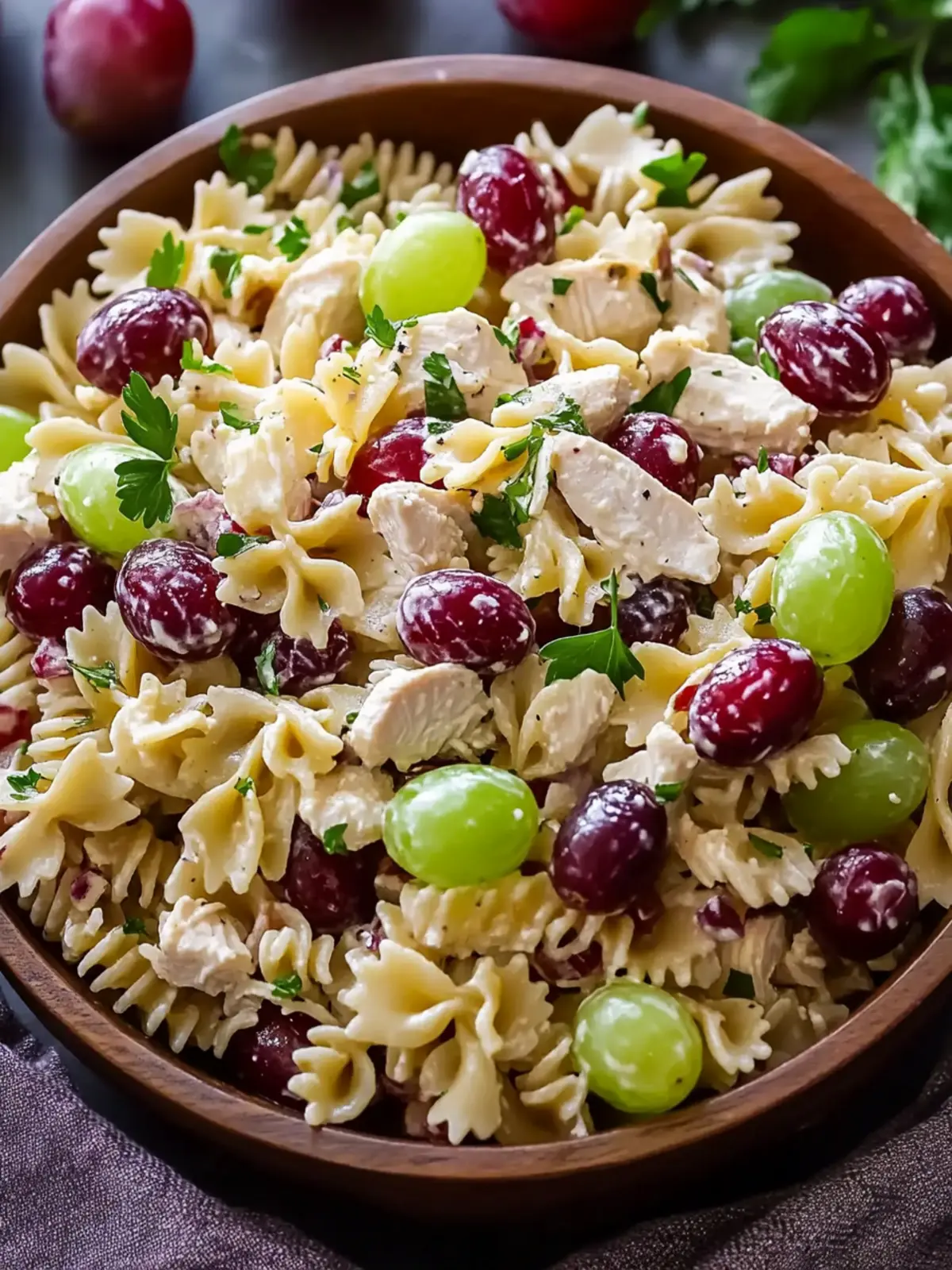 Cranberry Chicken Pasta Salad with Grapes