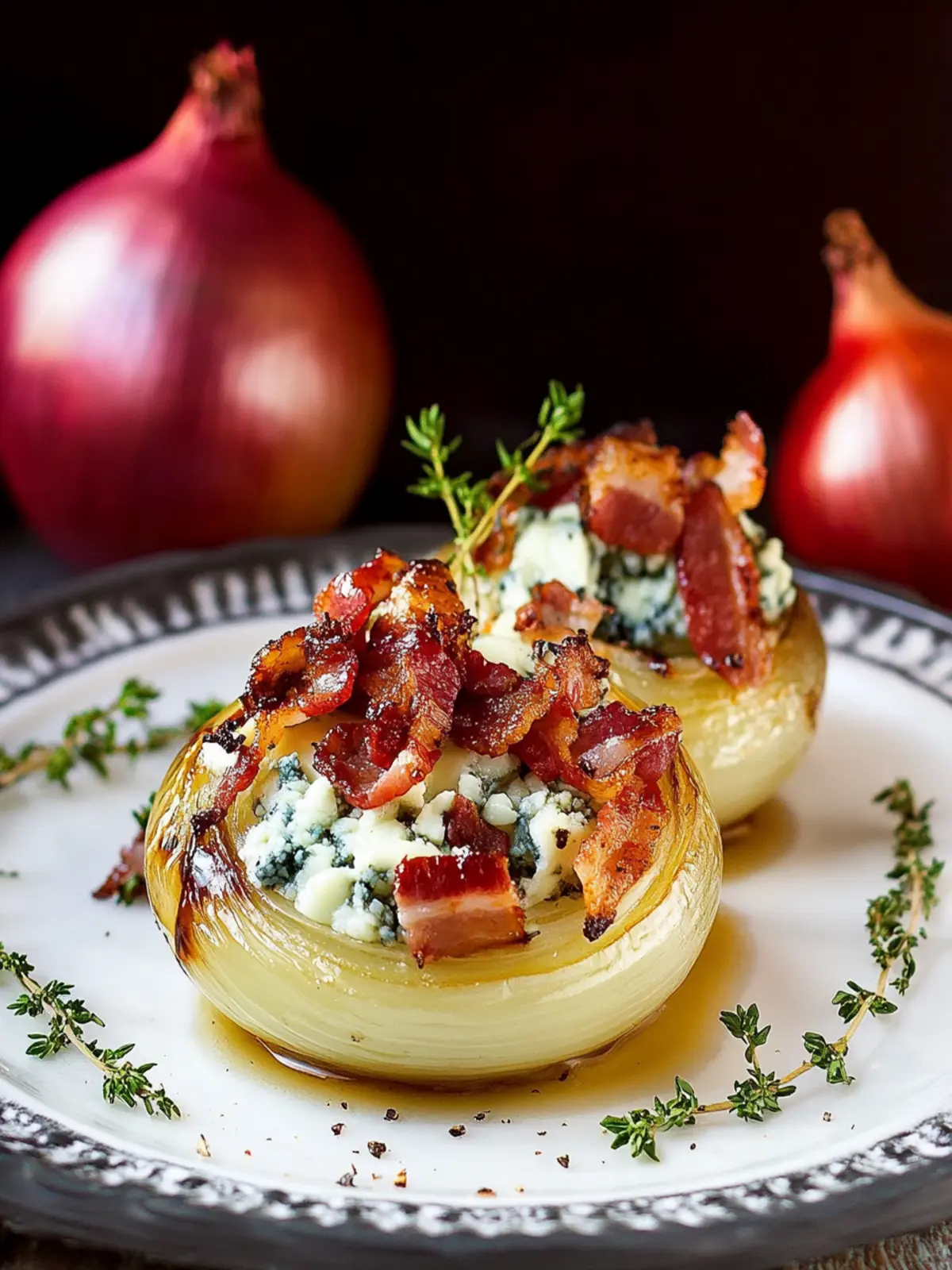 Onions with Bacon and Blue Cheese