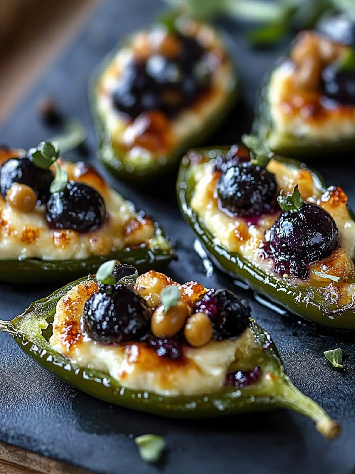Spicy Blueberry Brie Jalapeño Poppers