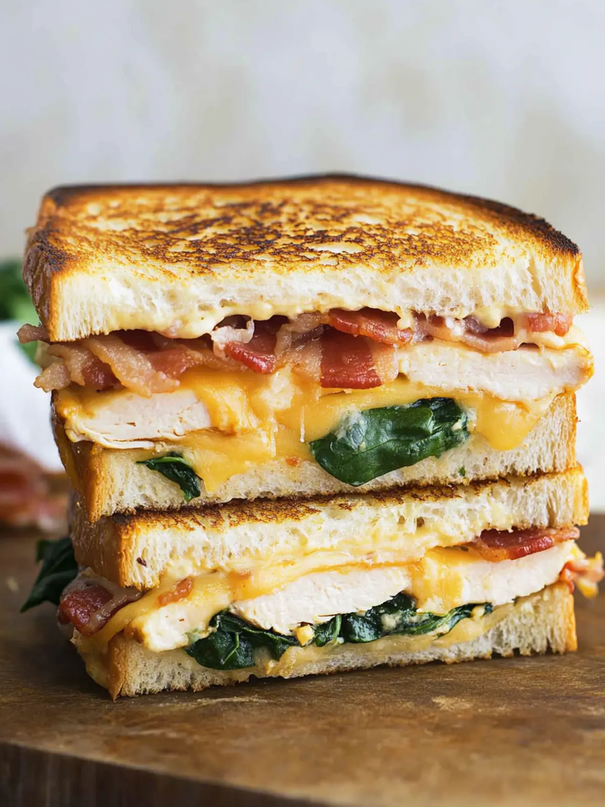 Turkey Melt with Cheddar, Spinach, and Bacon