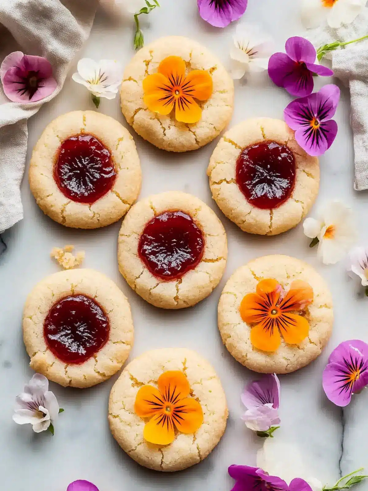 Flower Jam Thumbprint Cookies