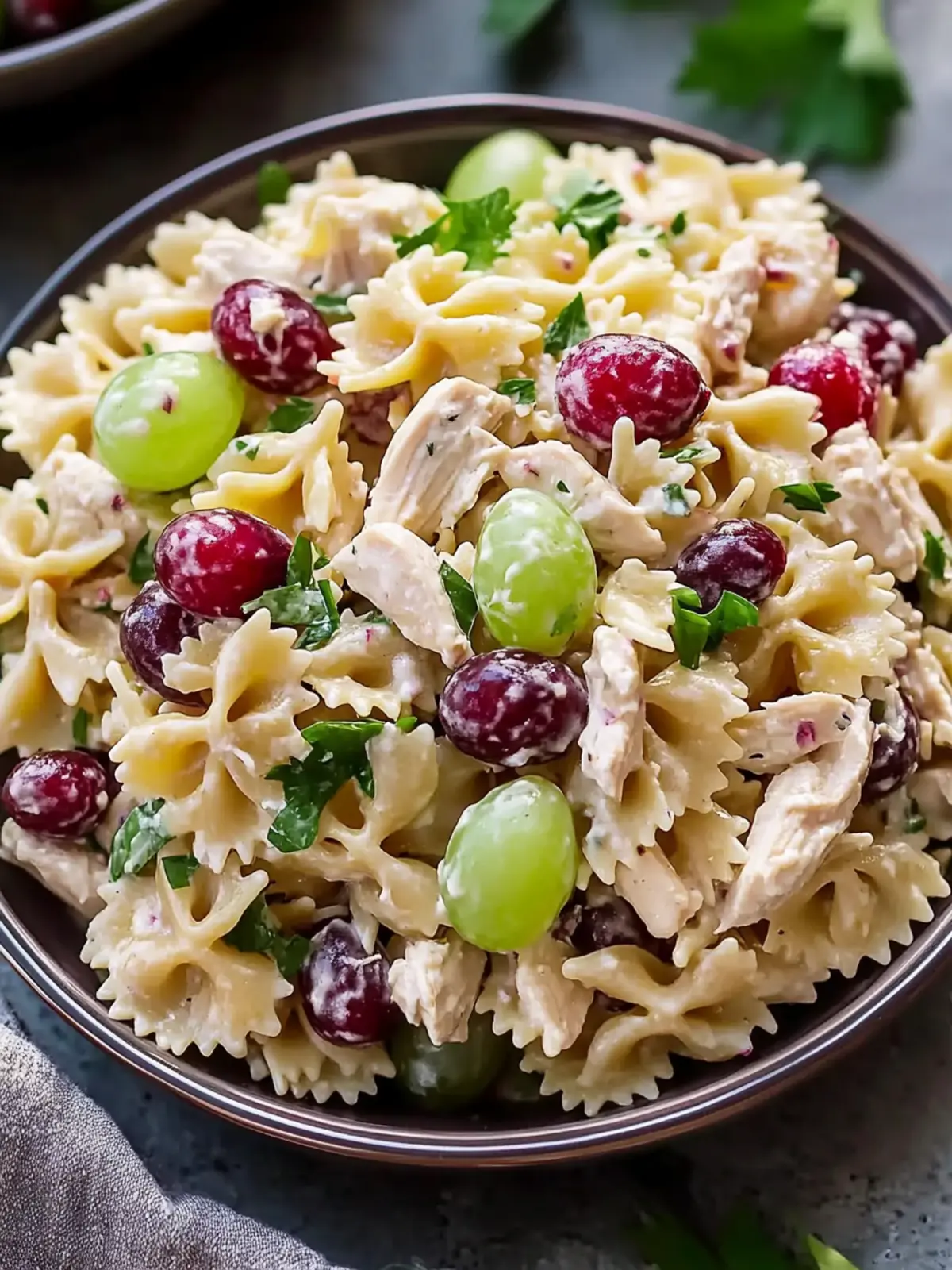 Cranberry Chicken Pasta Salad with Grapes