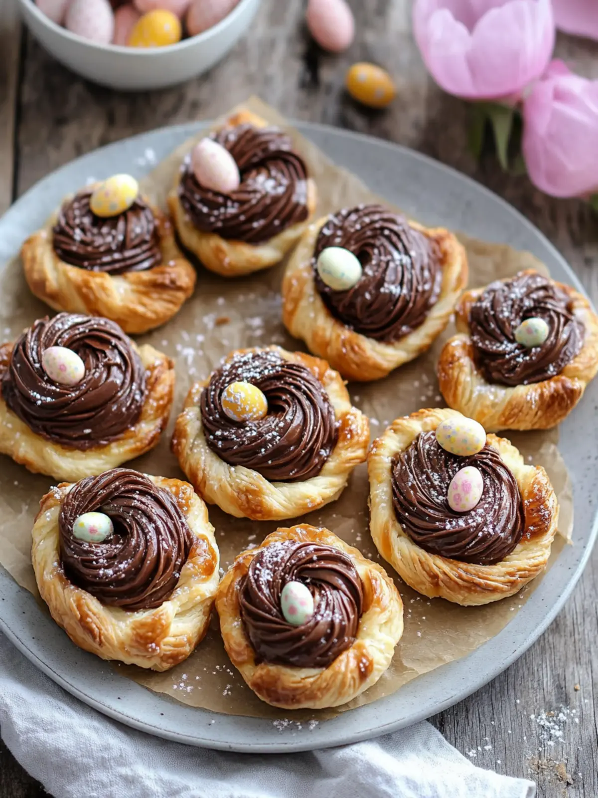 Puff Pastry Easter Nests With Nutella