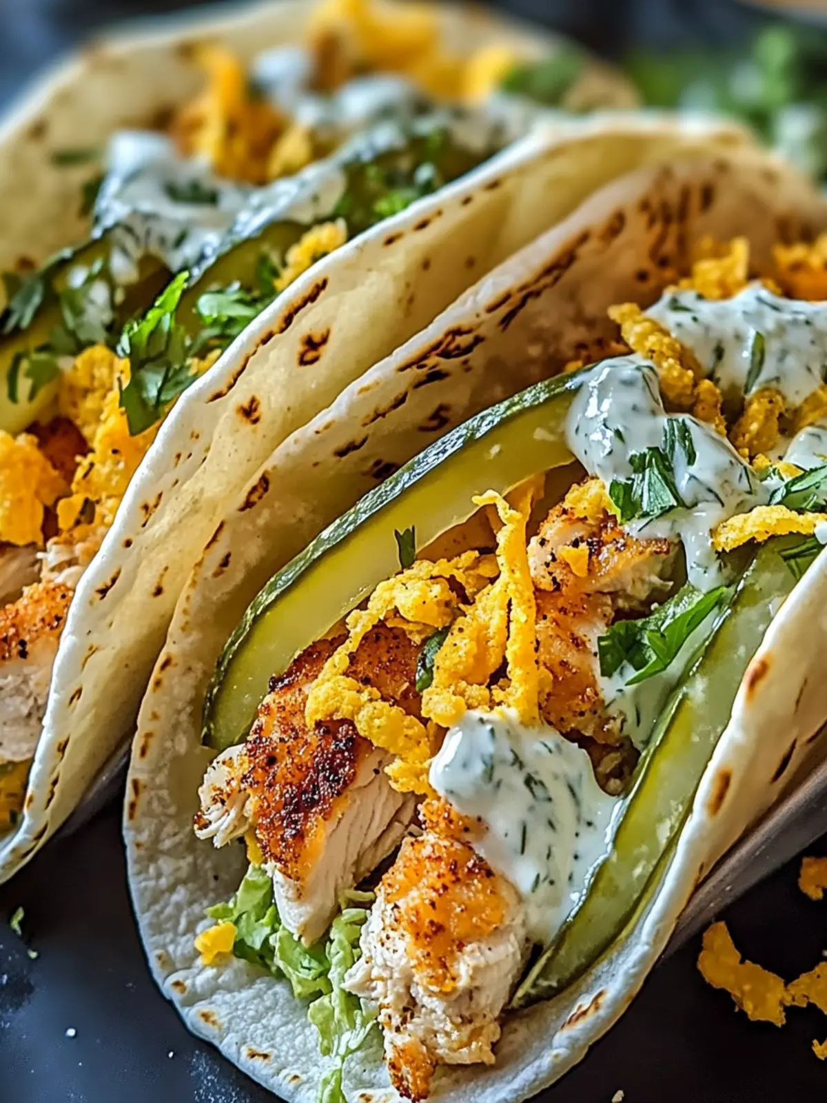 Dill Pickle Ranch Smash Chicken Tacos