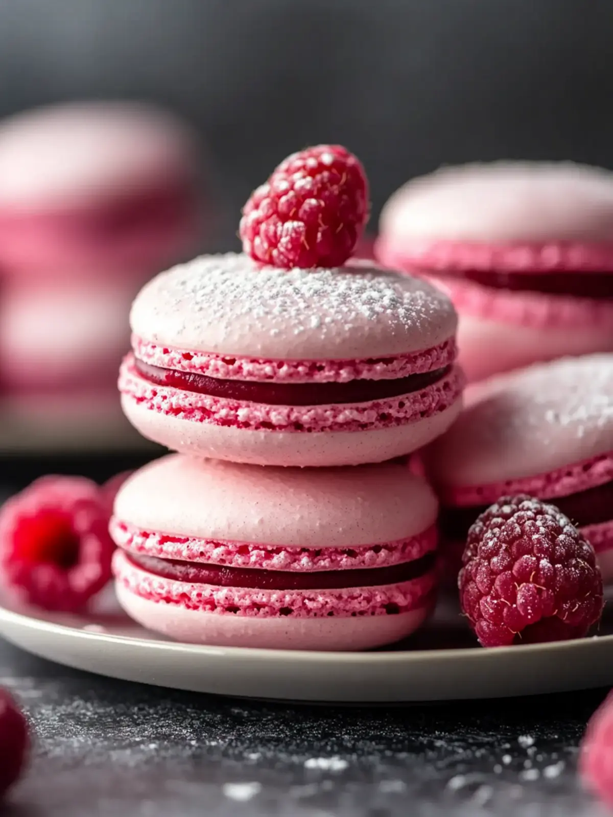 Raspberry Macarons