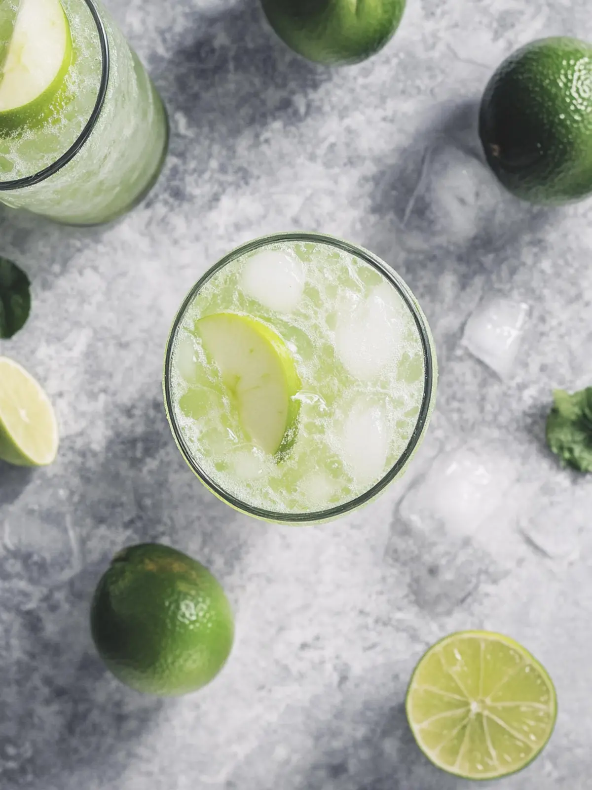 Healthy Sour Green Apple and Lime Soda