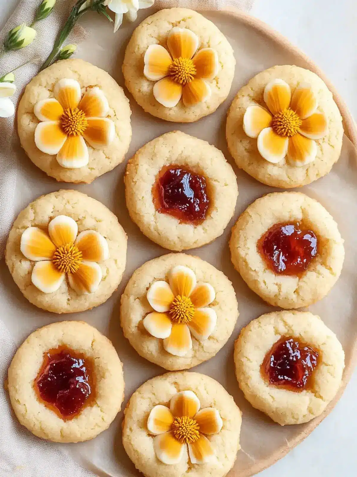 Flower Jam Thumbprint Cookies