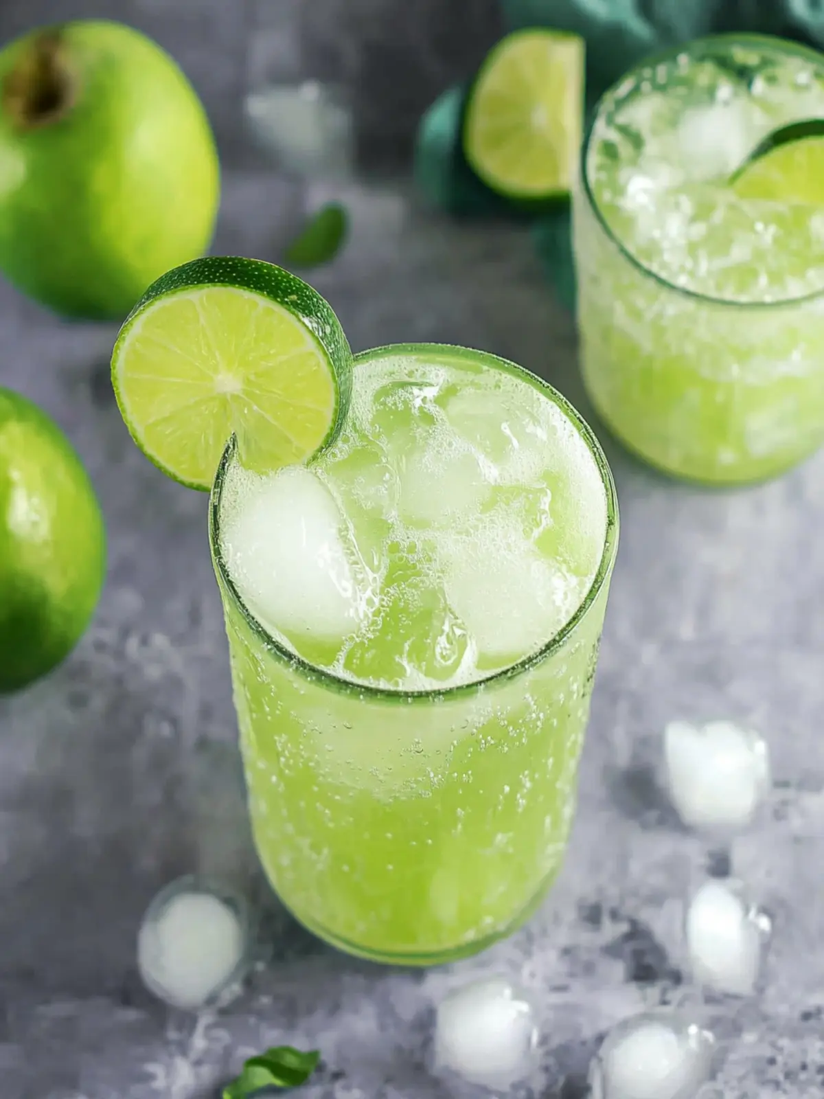 Healthy Sour Green Apple and Lime Soda