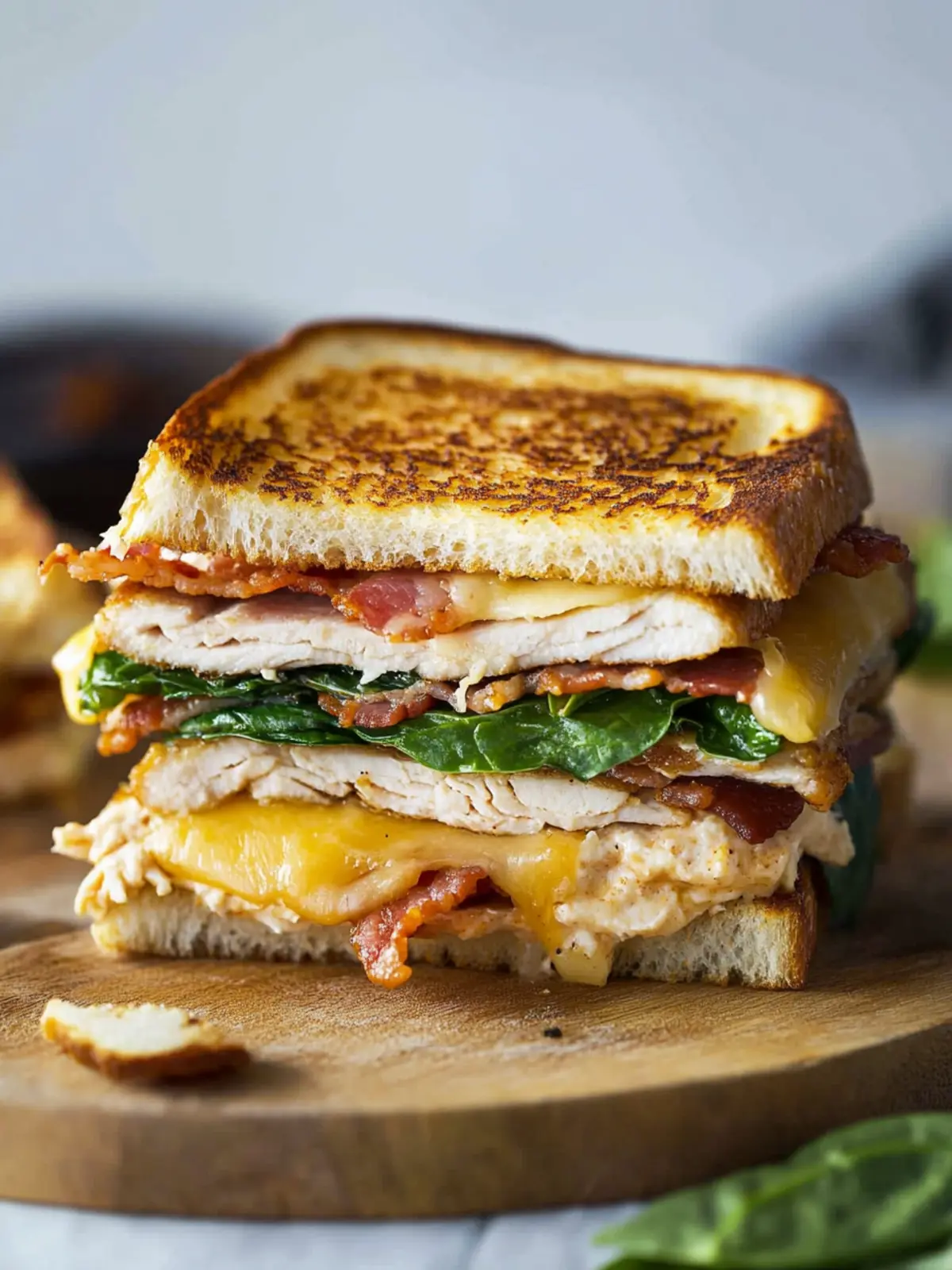 Turkey Melt with Cheddar, Spinach, and Bacon