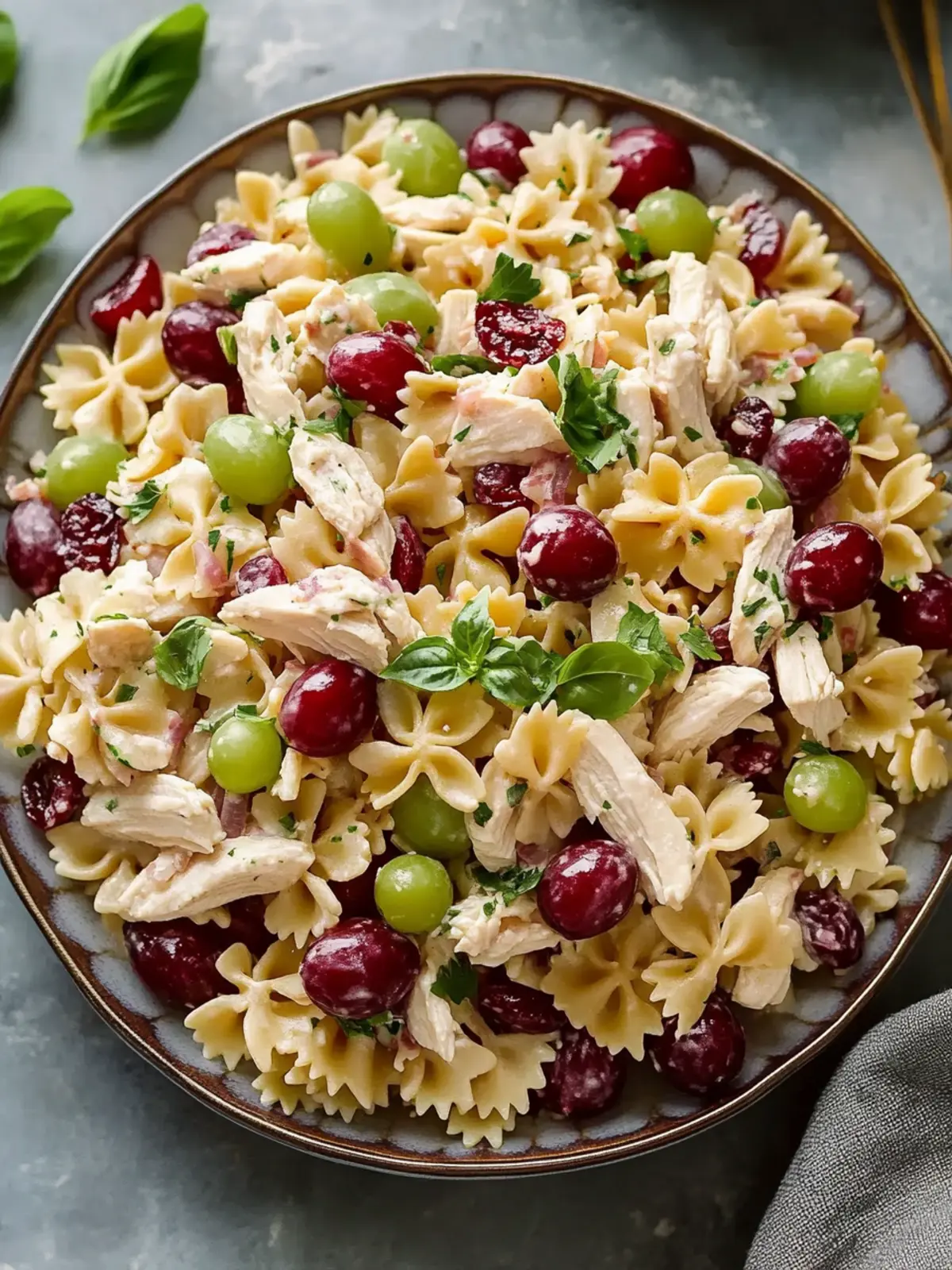 Cranberry Chicken Pasta Salad with Grapes