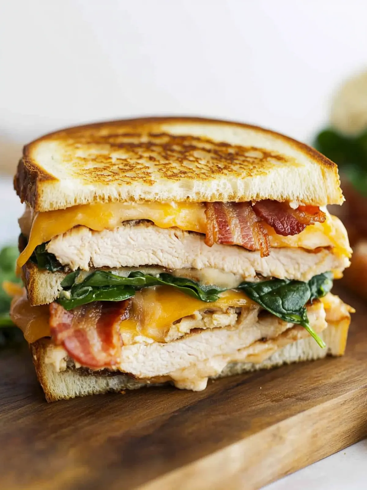 Turkey Melt with Cheddar, Spinach, and Bacon
